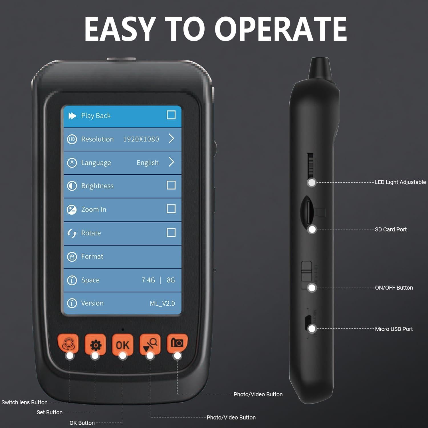 Cámara Endoscópica DTVSUBS JR101 1080P 4.3" con Luz y 5m