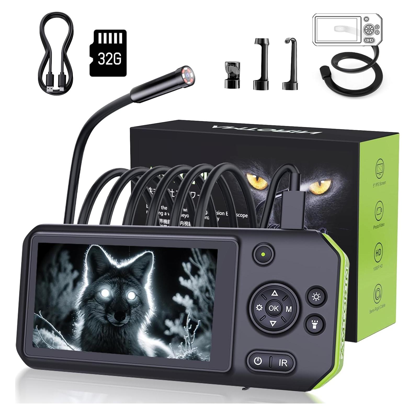 Endoscopio AMTORIN 5m con Visión Nocturna y Pantalla IPS 5"