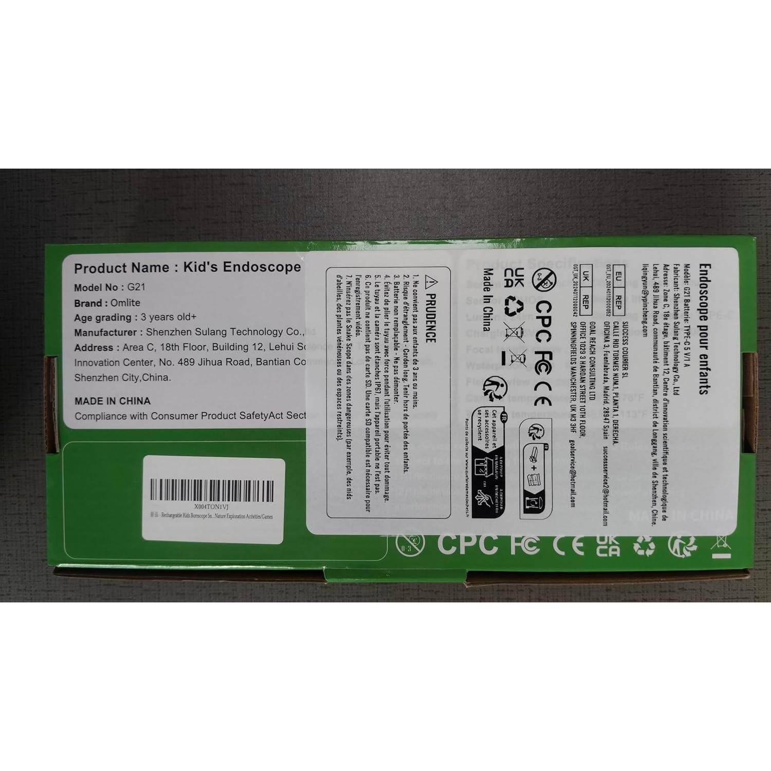 Cámara de Endoscopio Recargable para Niños G21 Verde Pale