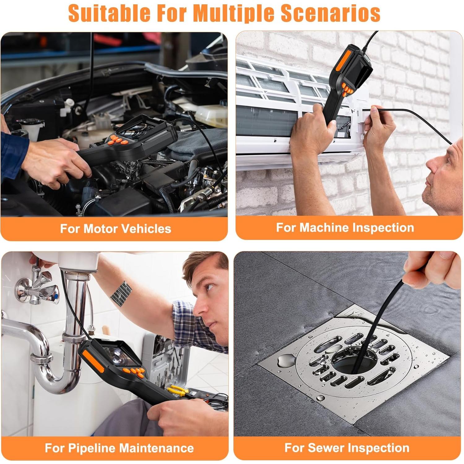 Cámara Endoscópica JYTONE 4.3" HD, 5.5mm Impermeable, 2m