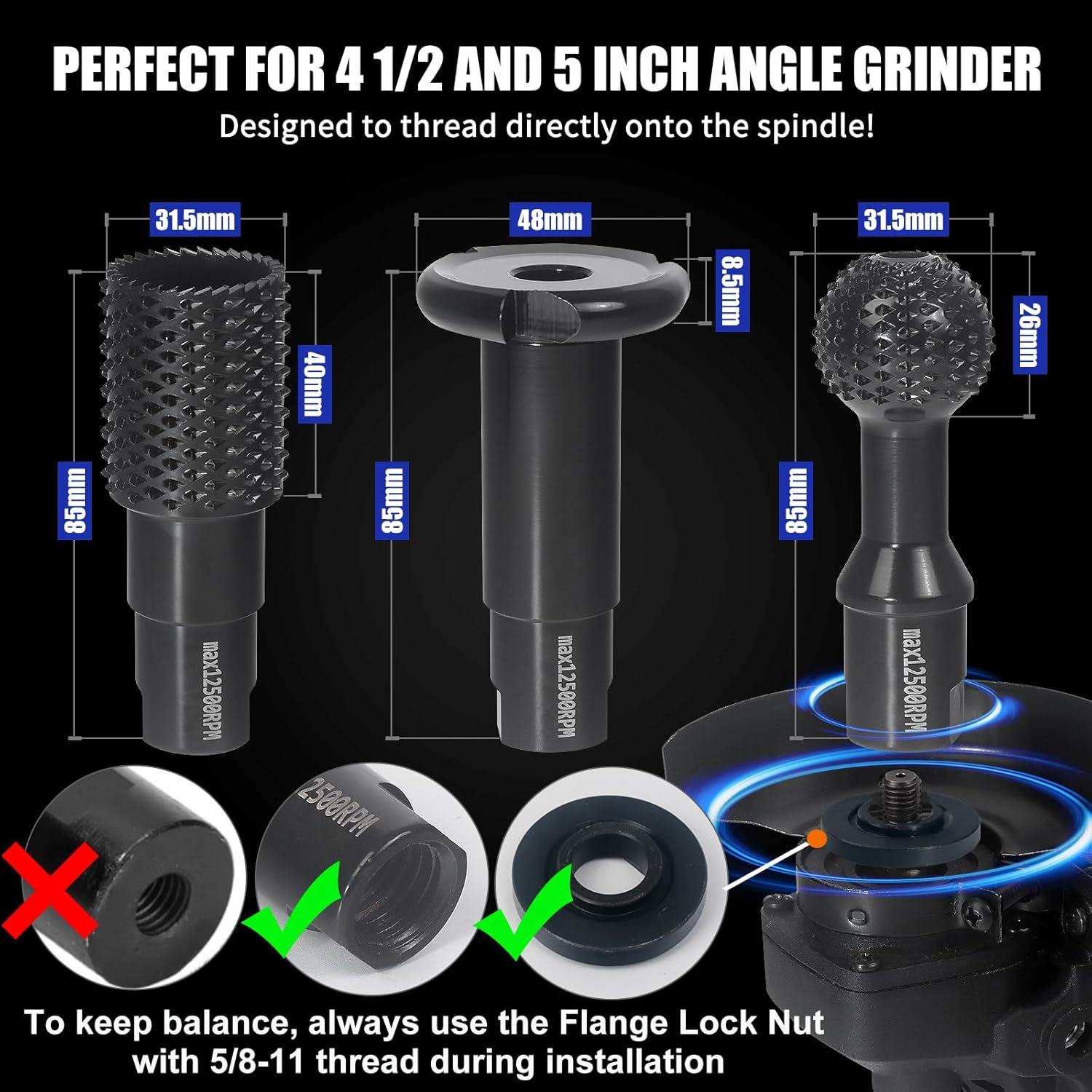 Juego de 3 Accesorios de Molinillo Pomsare para Amoladora 5/8-11