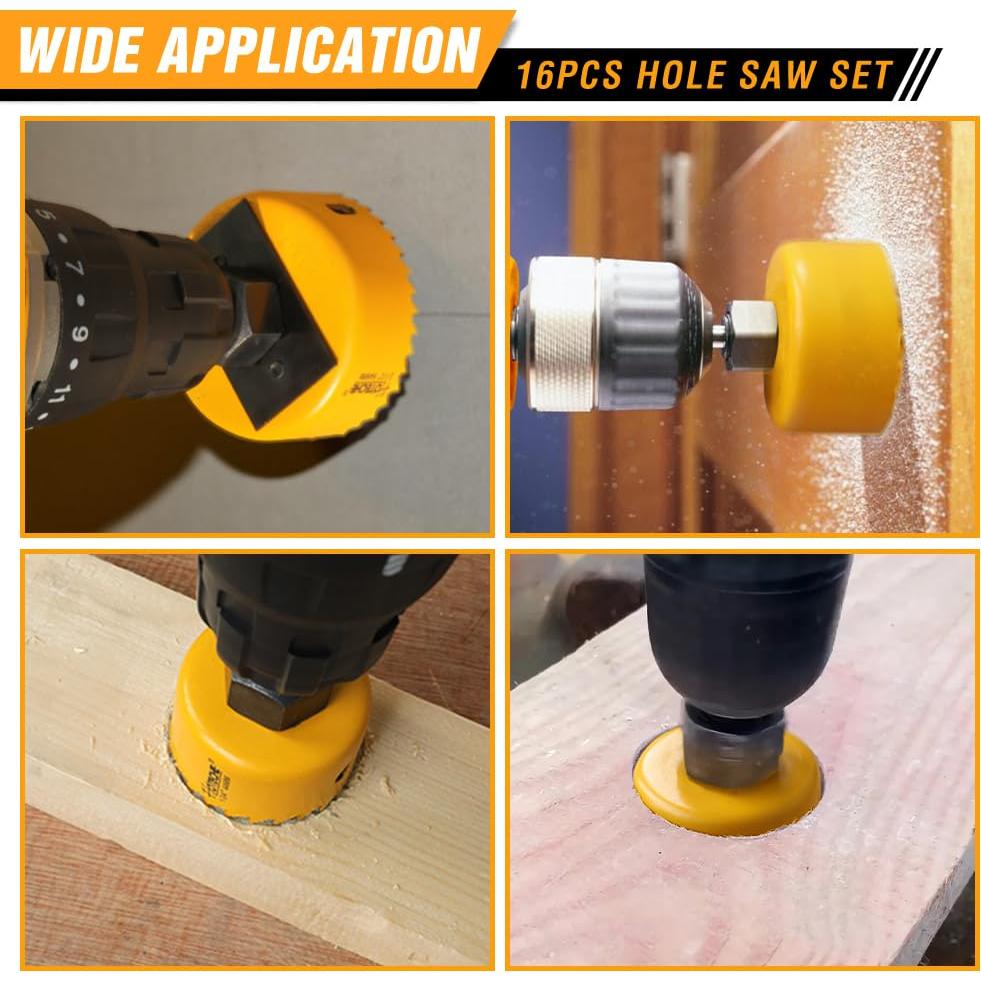 Juego de Sierras de Corona Hoteche 16 Piezas 19mm a 127mm