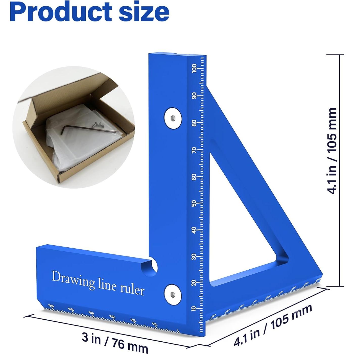 Regla de Medición Multi Ángulo 3D VICHSAMWY - Aluminio 45/90°