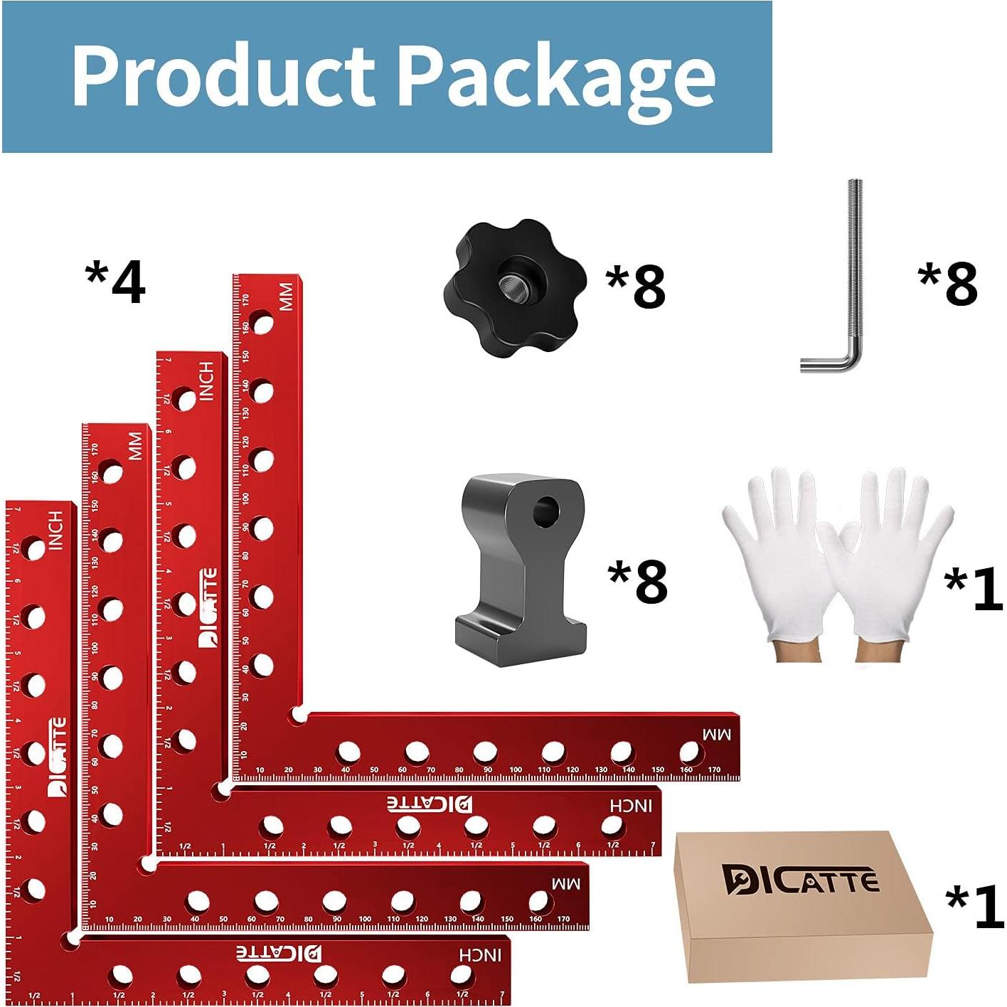 Escuadra de Posicionamiento 90 Grados DICATTE 180mm 4 Pcs