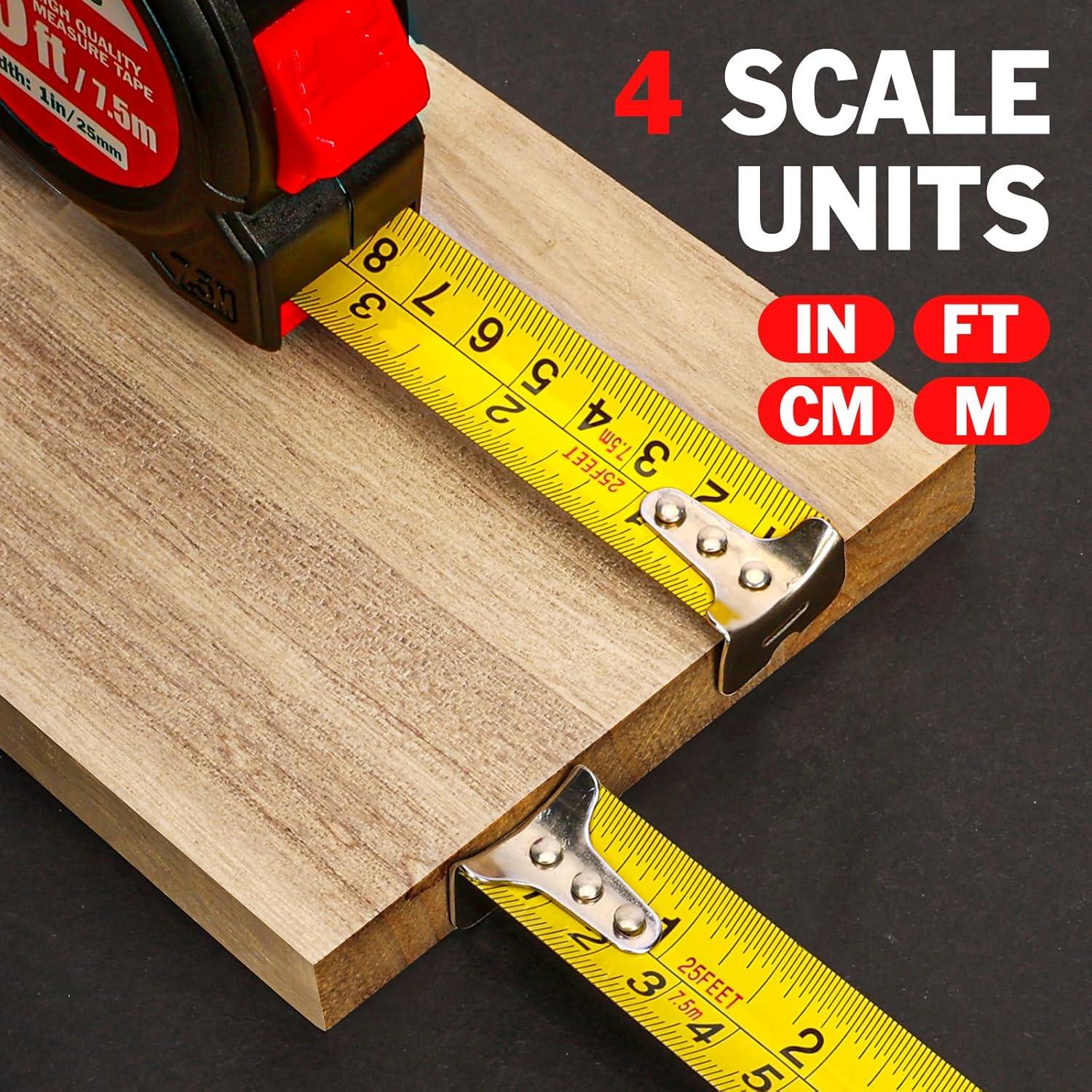 Cinta Métrica Retráctil 25 pies YesBes - Paquete de 5