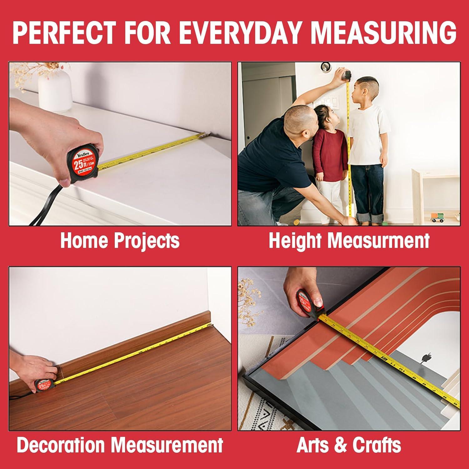 Cinta Métrica Retráctil 25 pies YesBes - Paquete de 5
