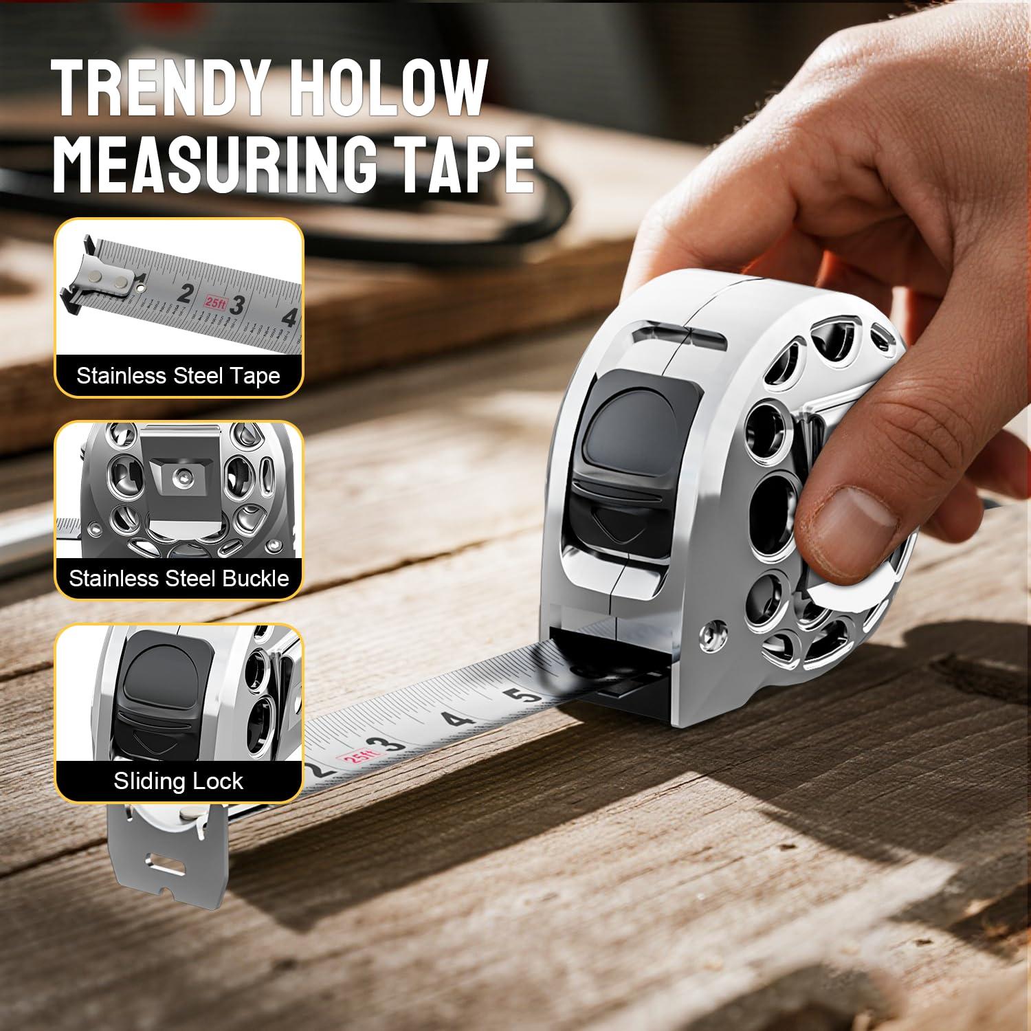 Cinta Métrica Retráctil STEELITE 7.5M Acero Inoxidable Plata