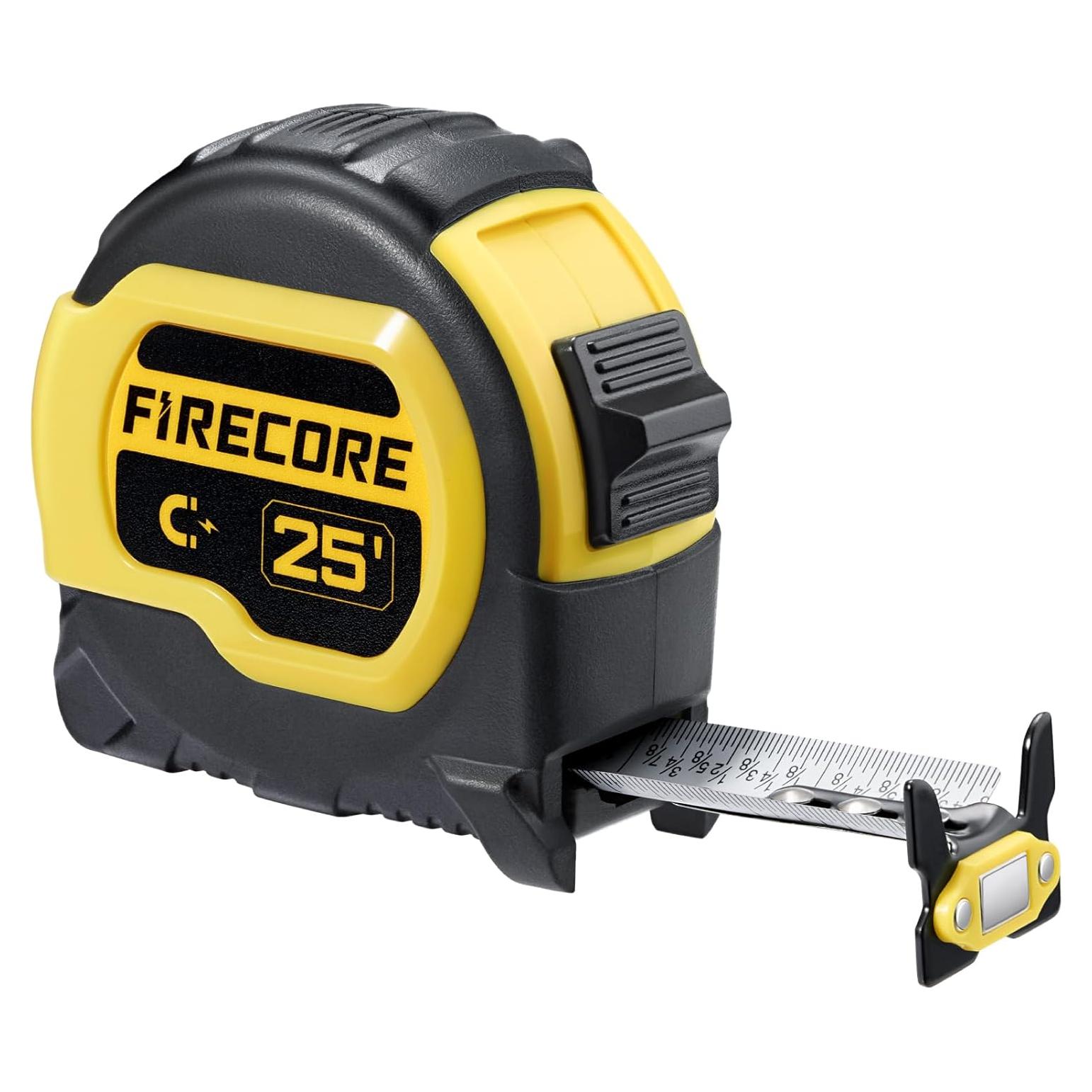 Cinta Métrica Firecore 7.62m con Fracciones y Gancho Magnético