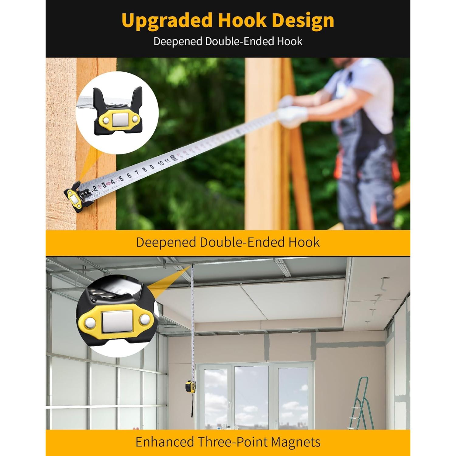 Cinta Métrica Firecore 7.62m con Fracciones y Gancho Magnético