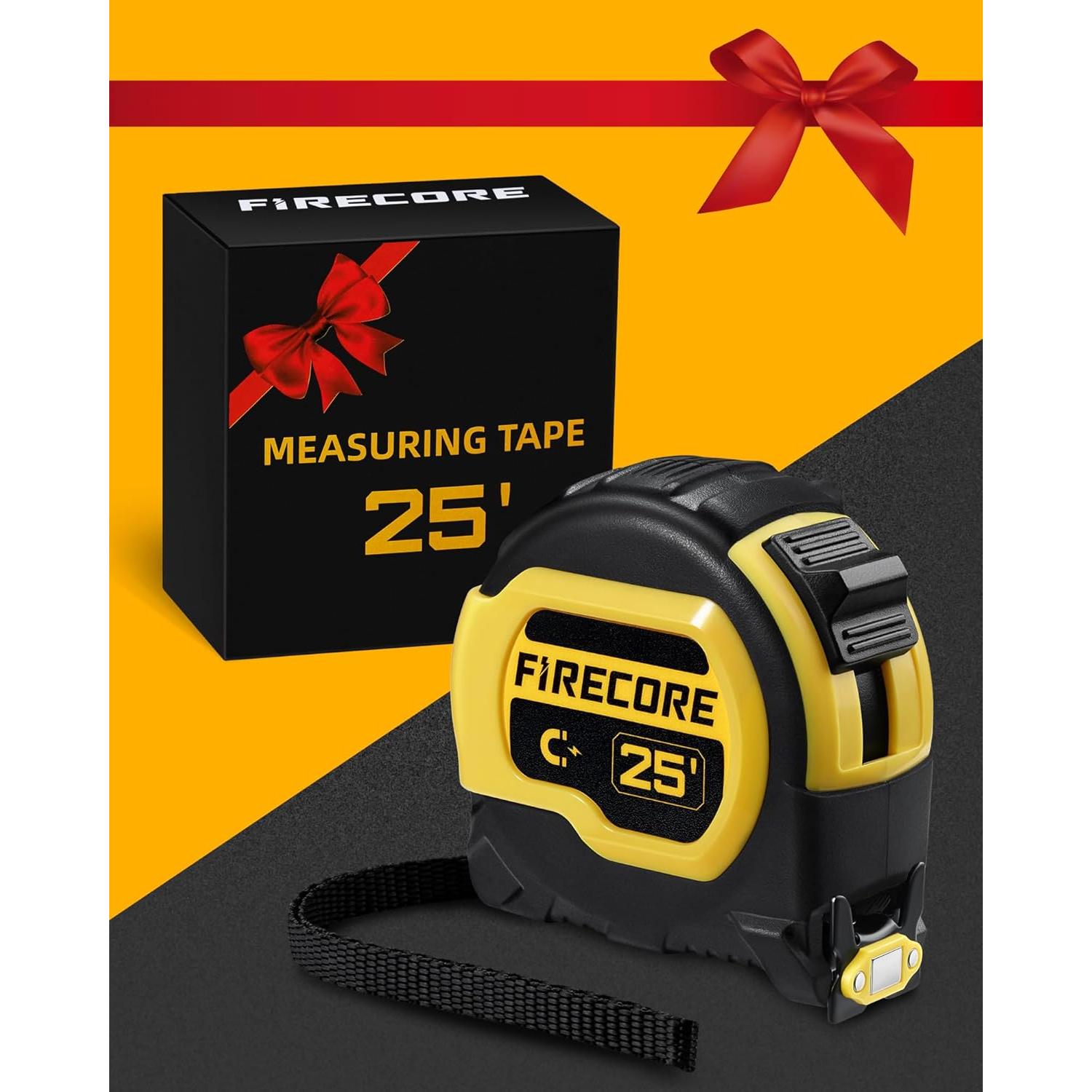 Cinta Métrica Firecore 7.62m con Fracciones y Gancho Magnético