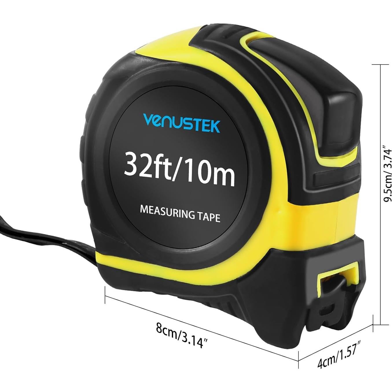 Cinta Métrica 10M VENUSTEK Profesional con Clip y Cuchilla Ancha