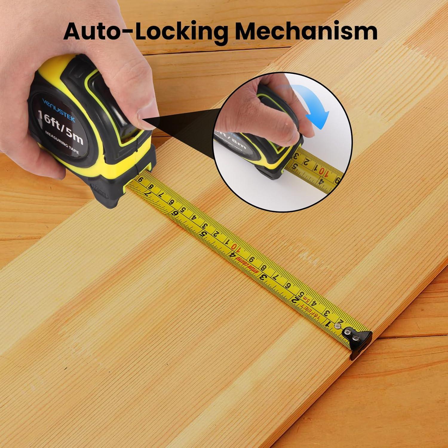 Cinta Métrica 10M VENUSTEK Profesional con Clip y Cuchilla Ancha