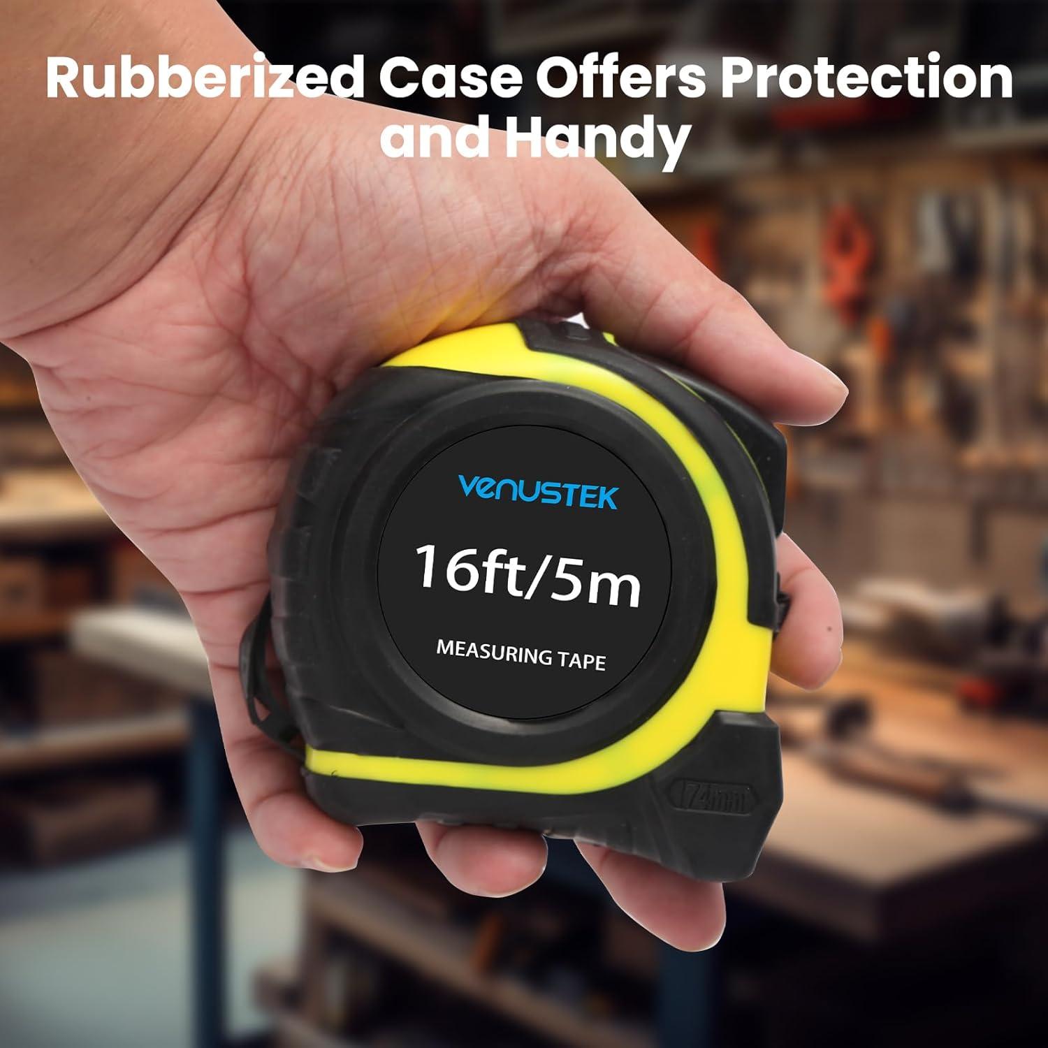 Cinta Métrica 10M VENUSTEK Profesional con Clip y Cuchilla Ancha