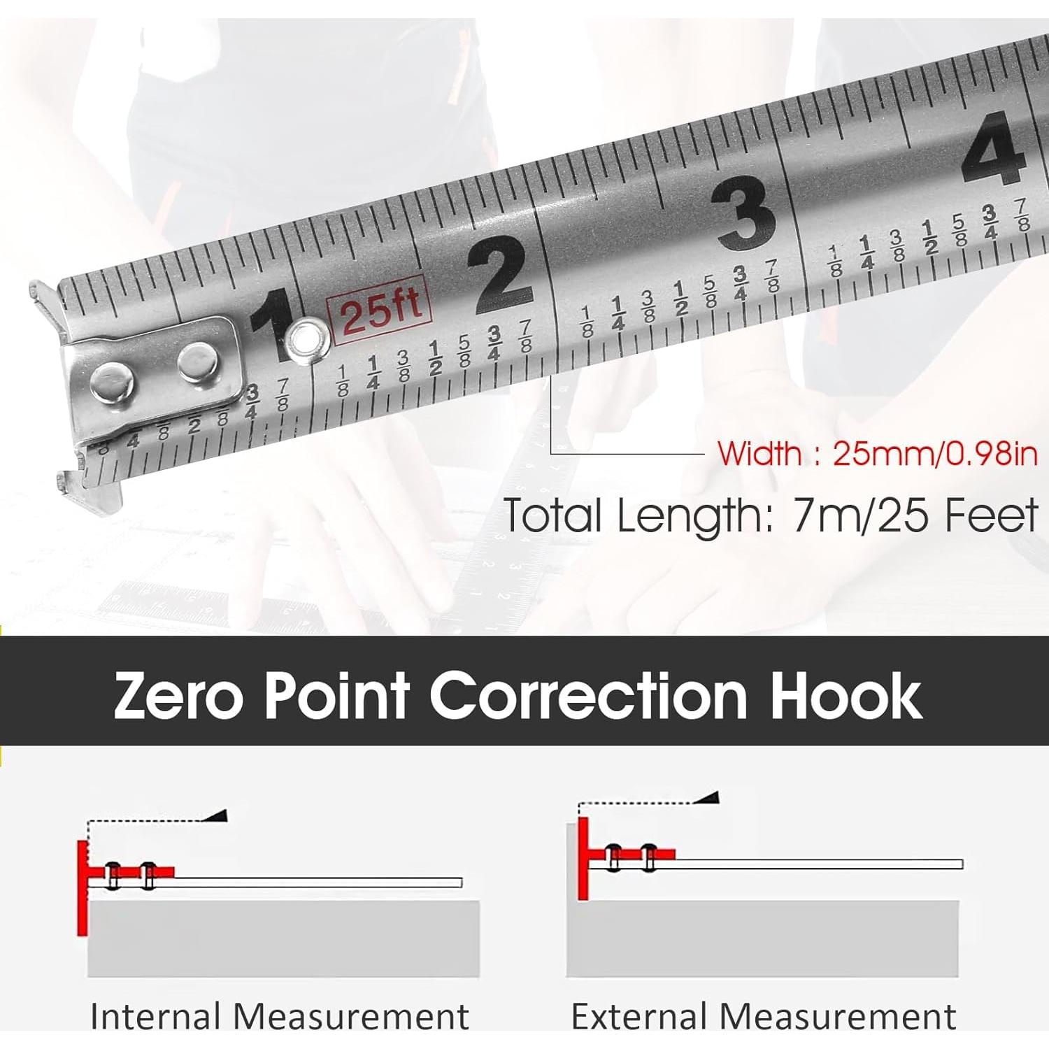 Cinta Métrica de Acero Inoxidable PROBON 7.62m Doble Cara