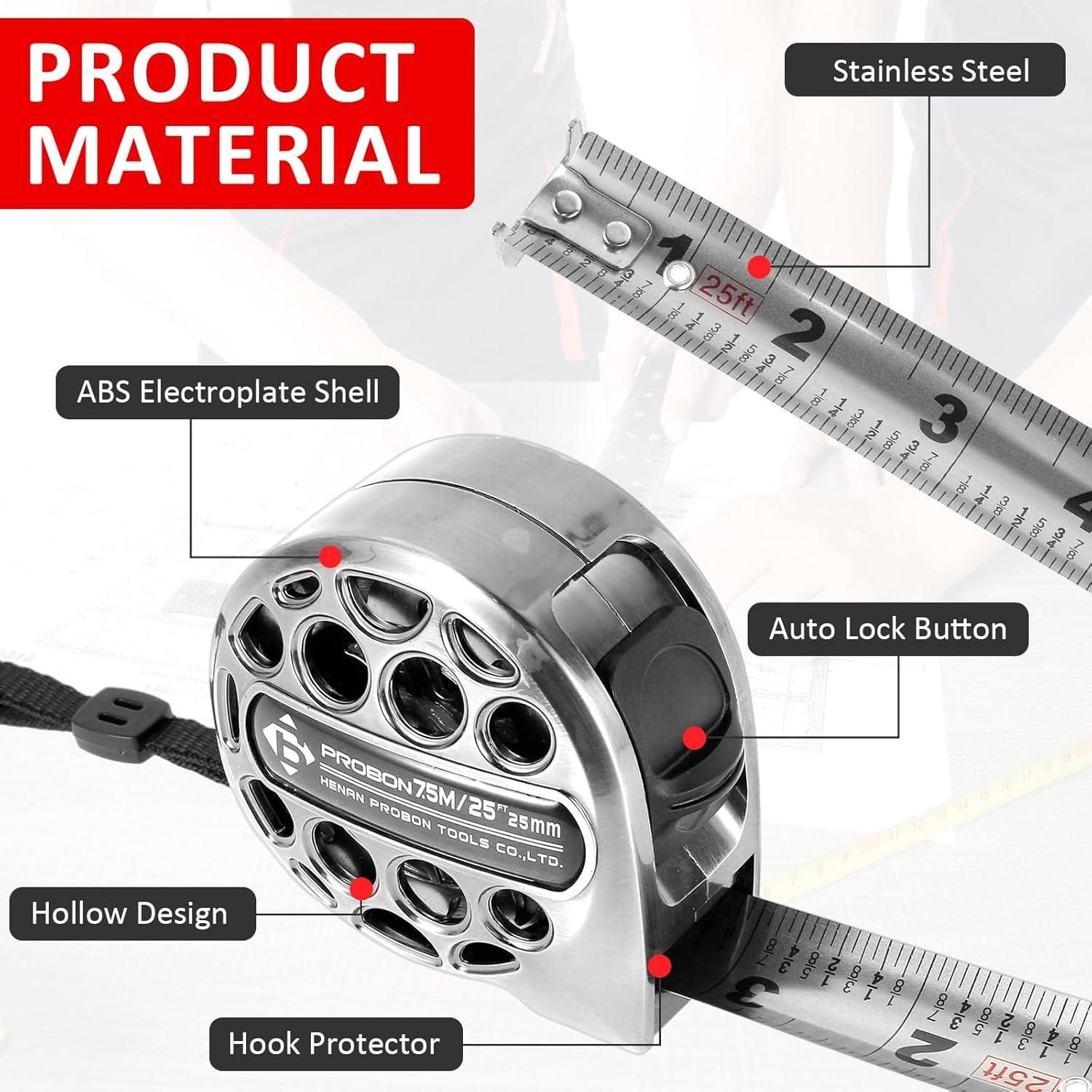 Cinta Métrica Retráctil 7.62m Acero Inoxidable Fizocosisto