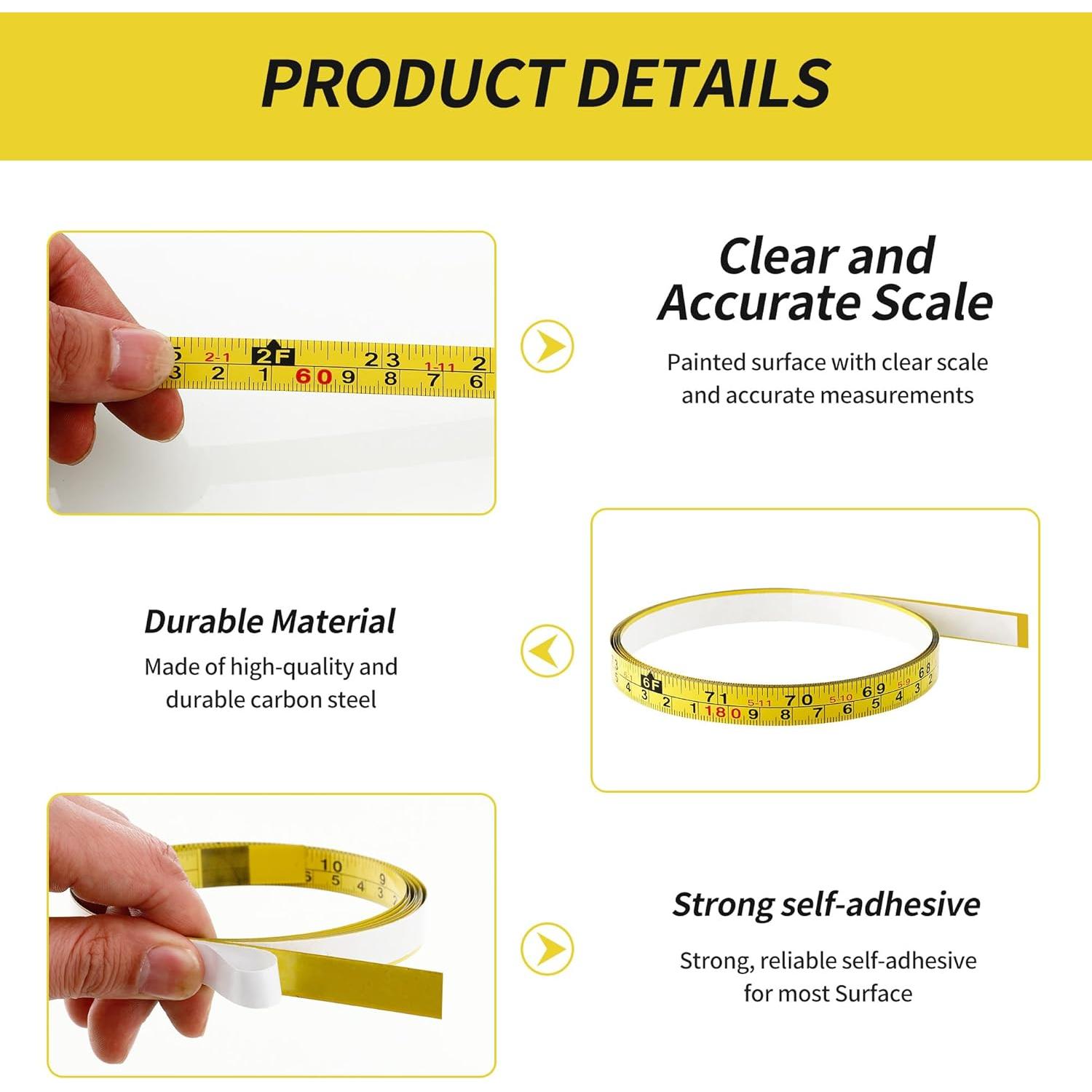 2 Cintas Métricas Autoadhesivas de Acero 410cm Amarillo