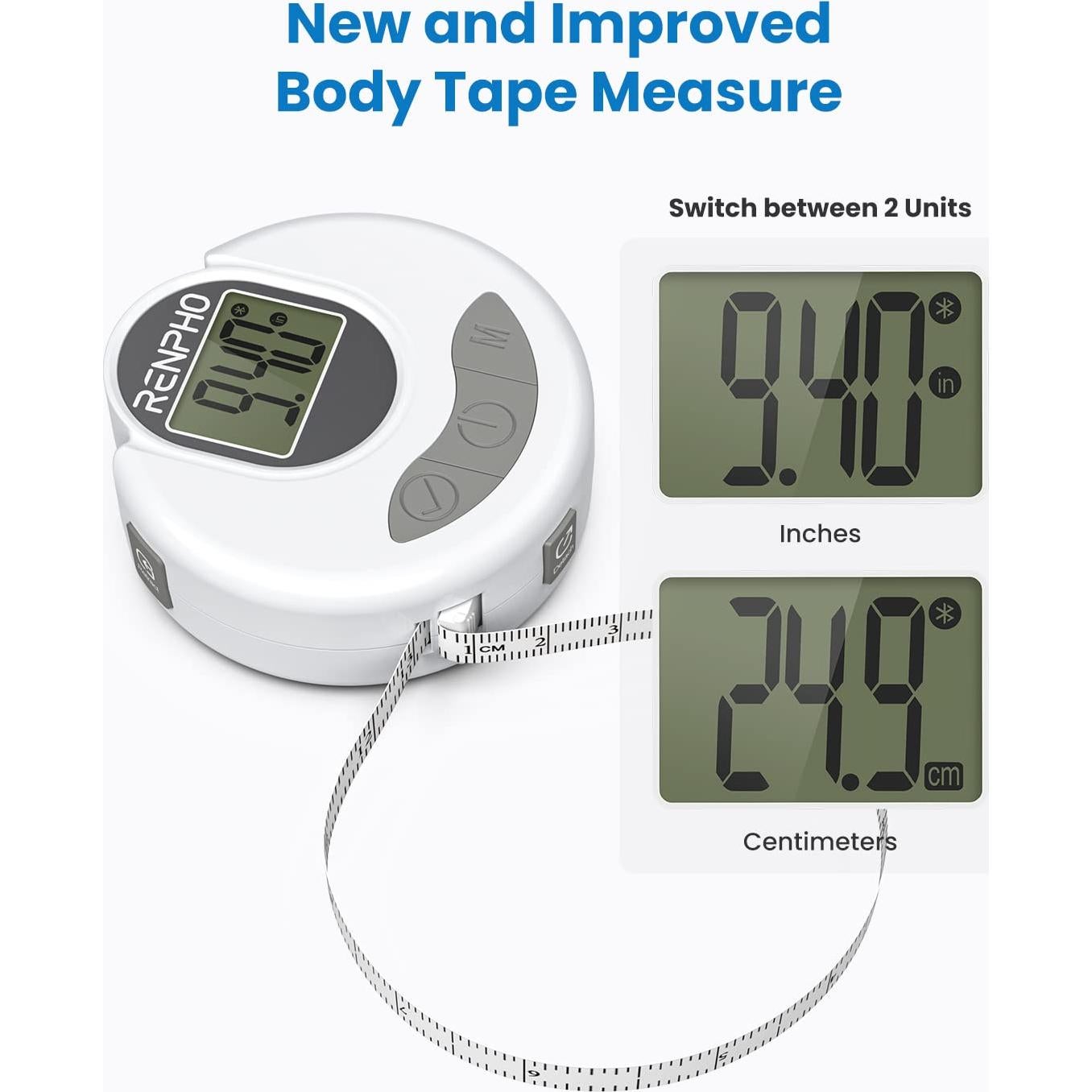 Cinta Métrica Corporal Inteligente RENPHO Bluetooth 150cm