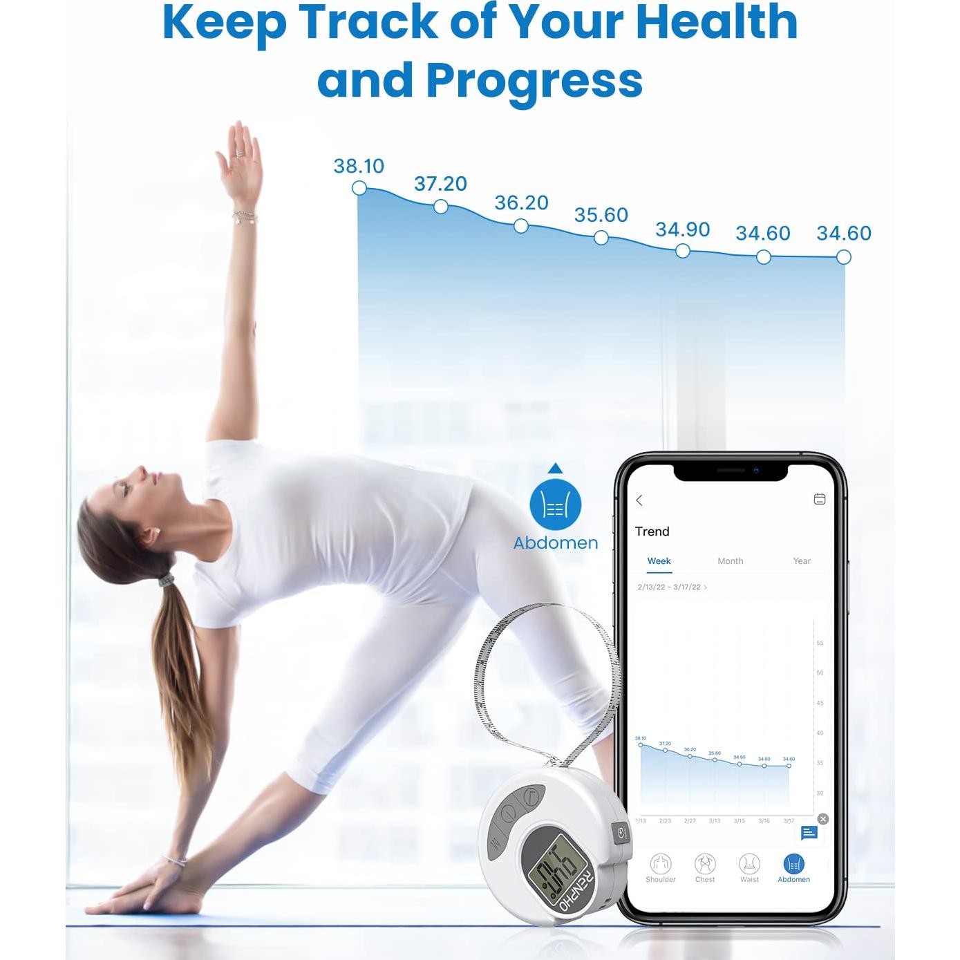 Cinta Métrica Corporal Inteligente RENPHO Bluetooth 150cm