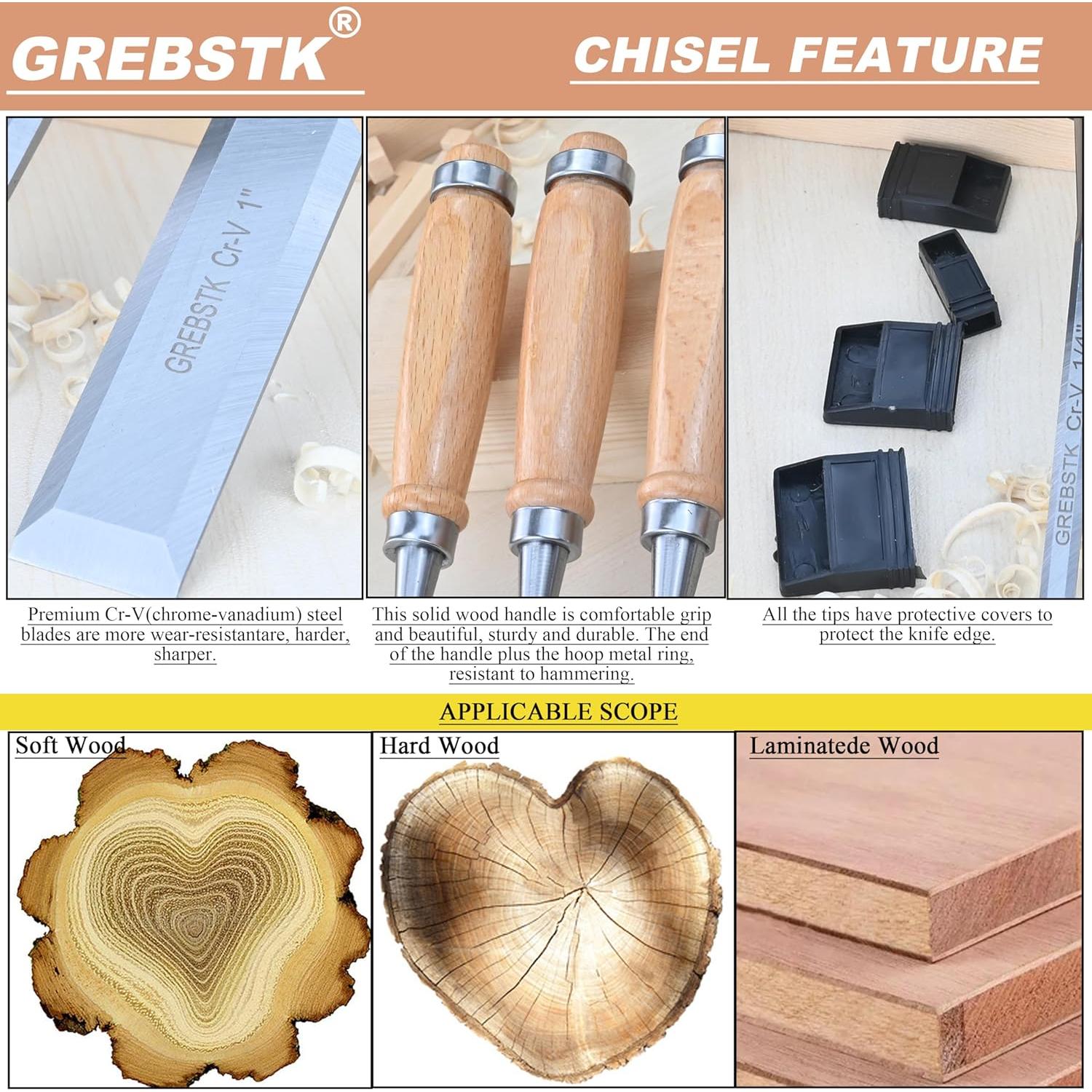 Juego de Cinceles Semicirculares GREBSTK 9.5" (24.13cm) Biselados