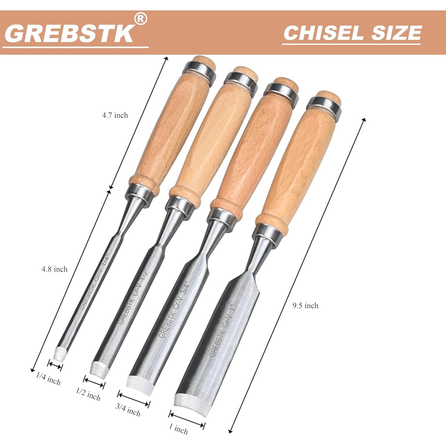 Juego de Cinceles Semicirculares GREBSTK 9.5" (24.13cm) Biselados