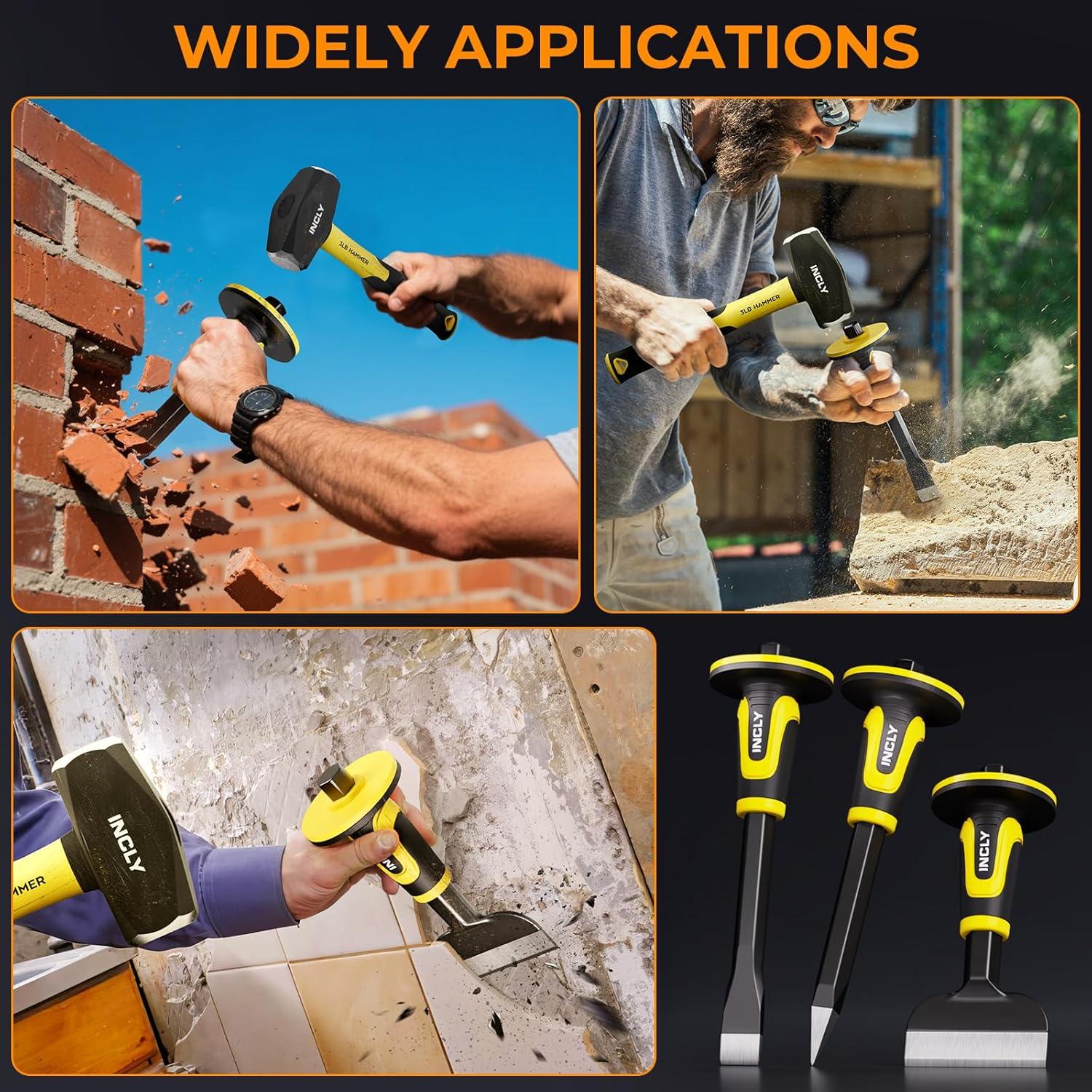 Juego de Cinceles de Masonería INCLY 3PCS - Acero CRV