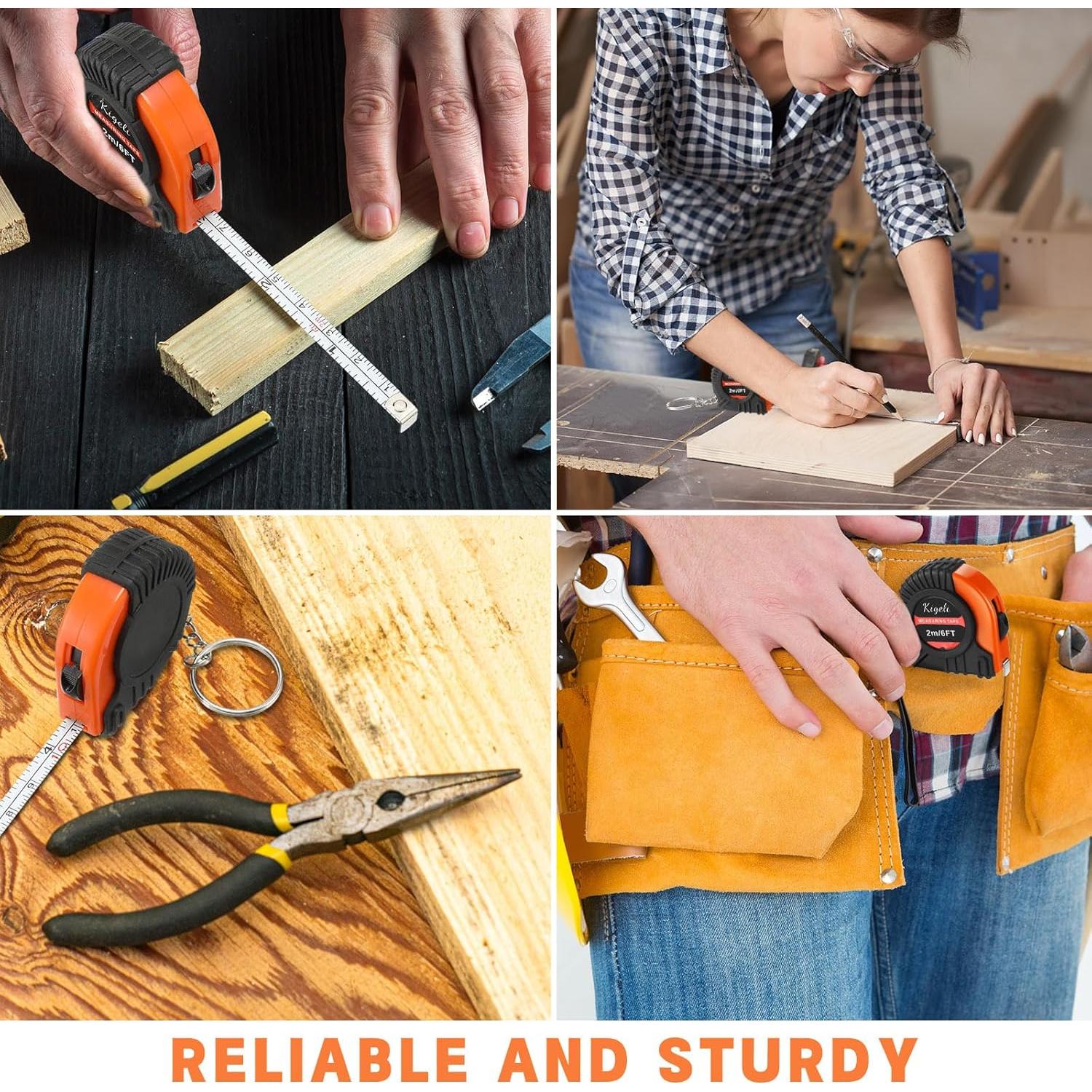 Cinta Métrica Mini Retráctil 50 Pcs Kigeli 2m Llavero Naranja