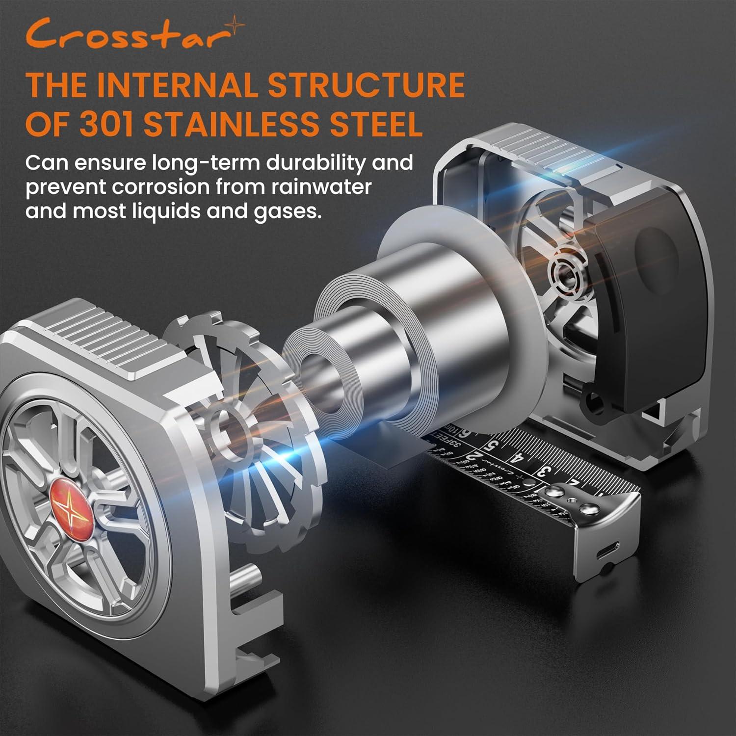Cinta Métrica Autocierre Crosstar 7.6m Acero Inoxidable Impermeable