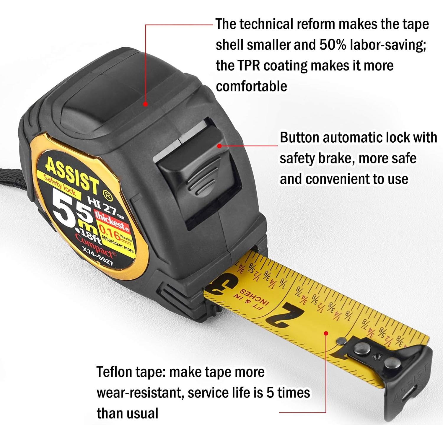 Cinta Métrica ASSIST Pro 5.5M Doble Escala Resistente