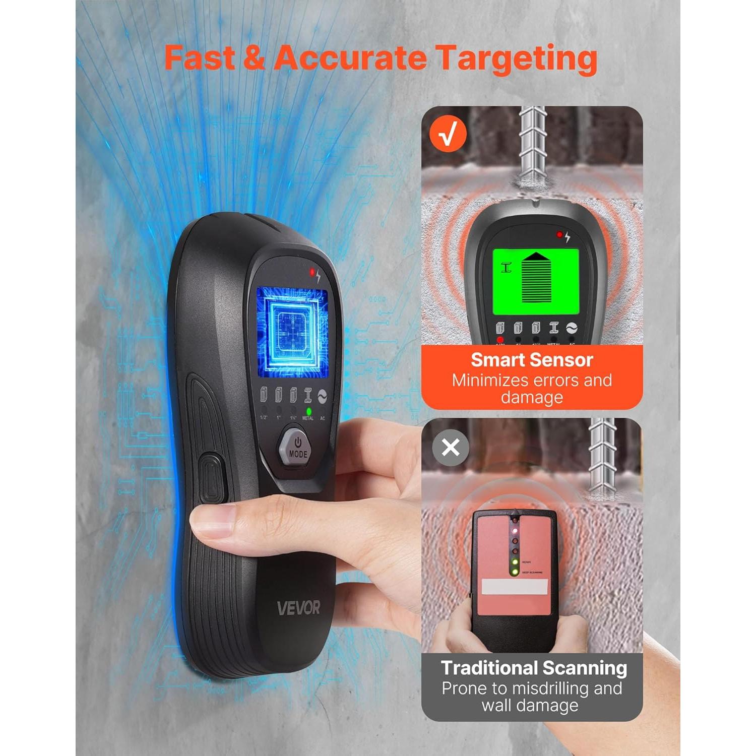 Buscador de Vigas VEVOR HT580-B 5 en 1 con Pantalla LCD