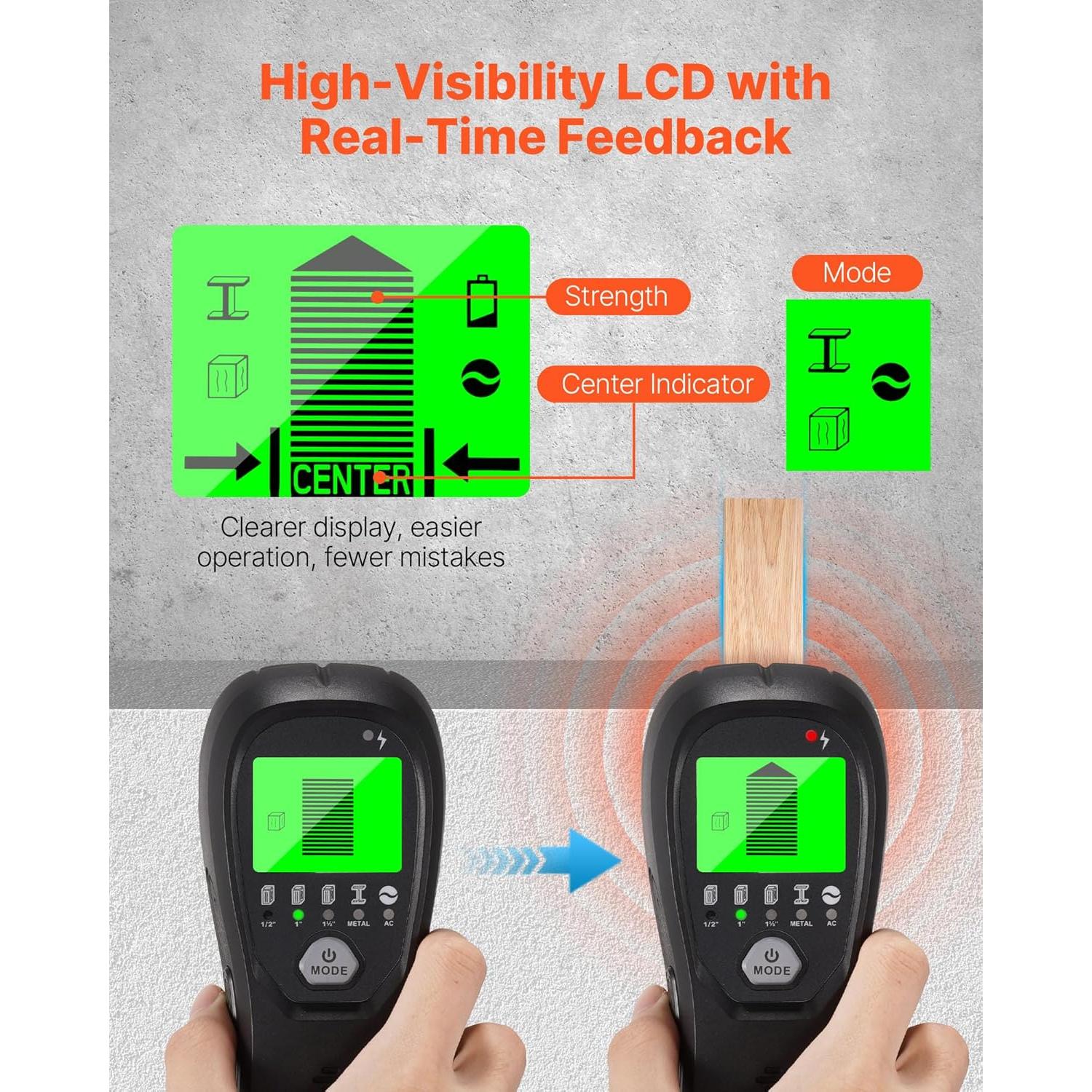 Buscador de Vigas VEVOR HT580-B 5 en 1 con Pantalla LCD