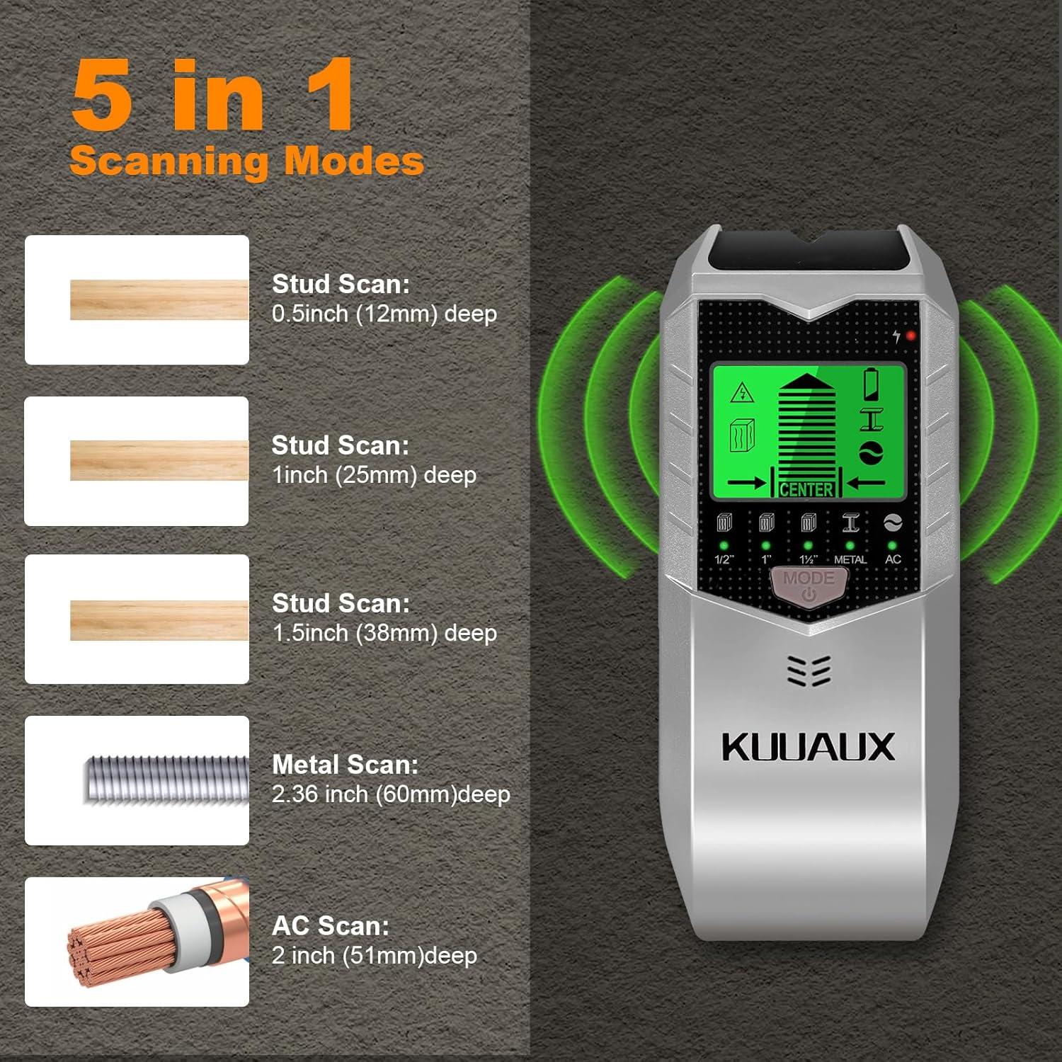 Detector de Pared KUUAUX SH402 5 en 1 con Pantalla LCD HD