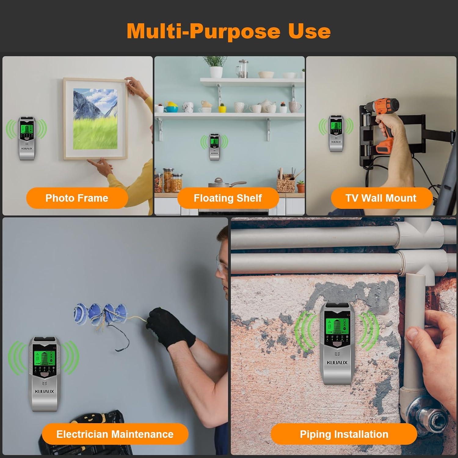 Detector de Pared KUUAUX SH402 5 en 1 con Pantalla LCD HD