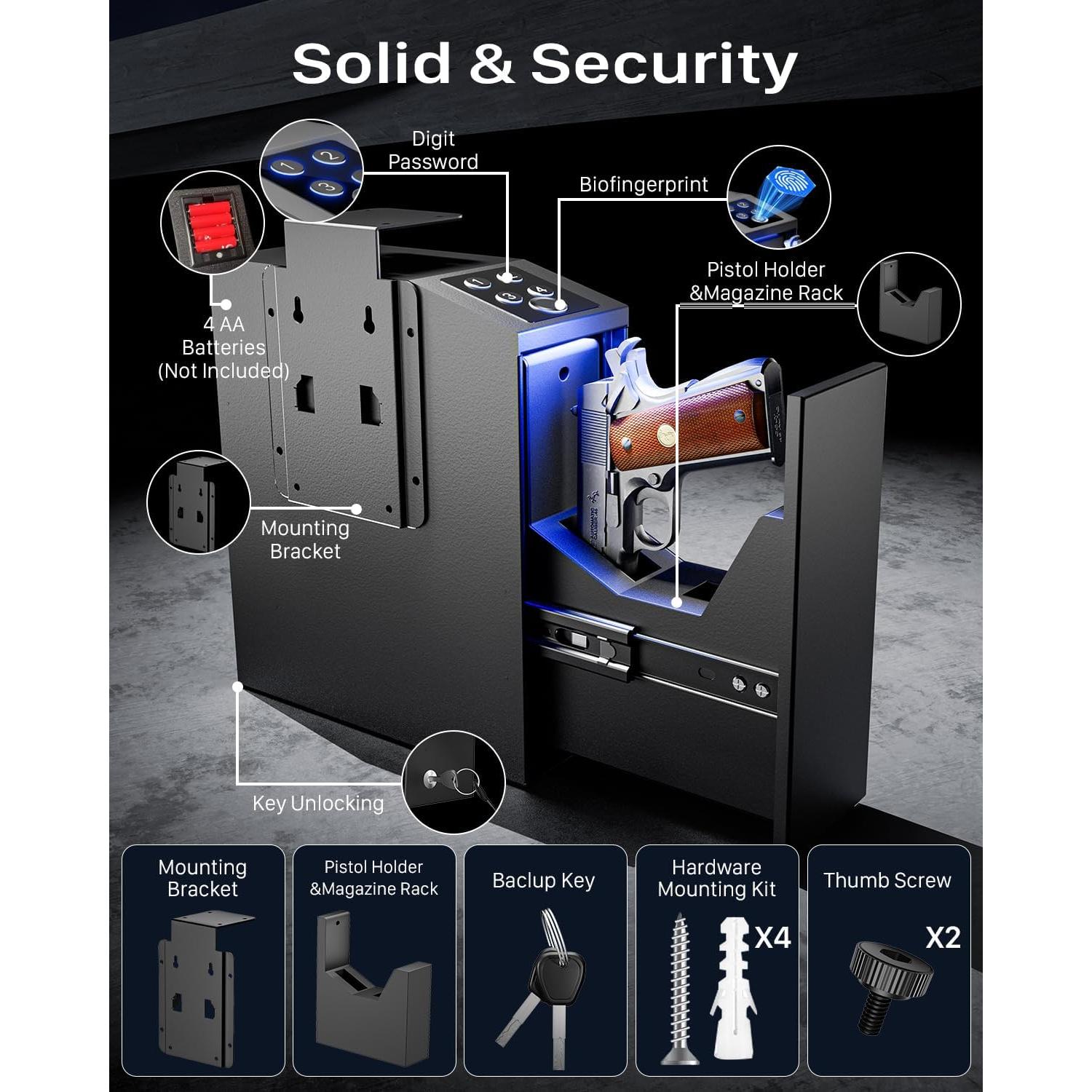 Caja Fuerte Biométrica TOPMEDA para Armas - 5.6 kg