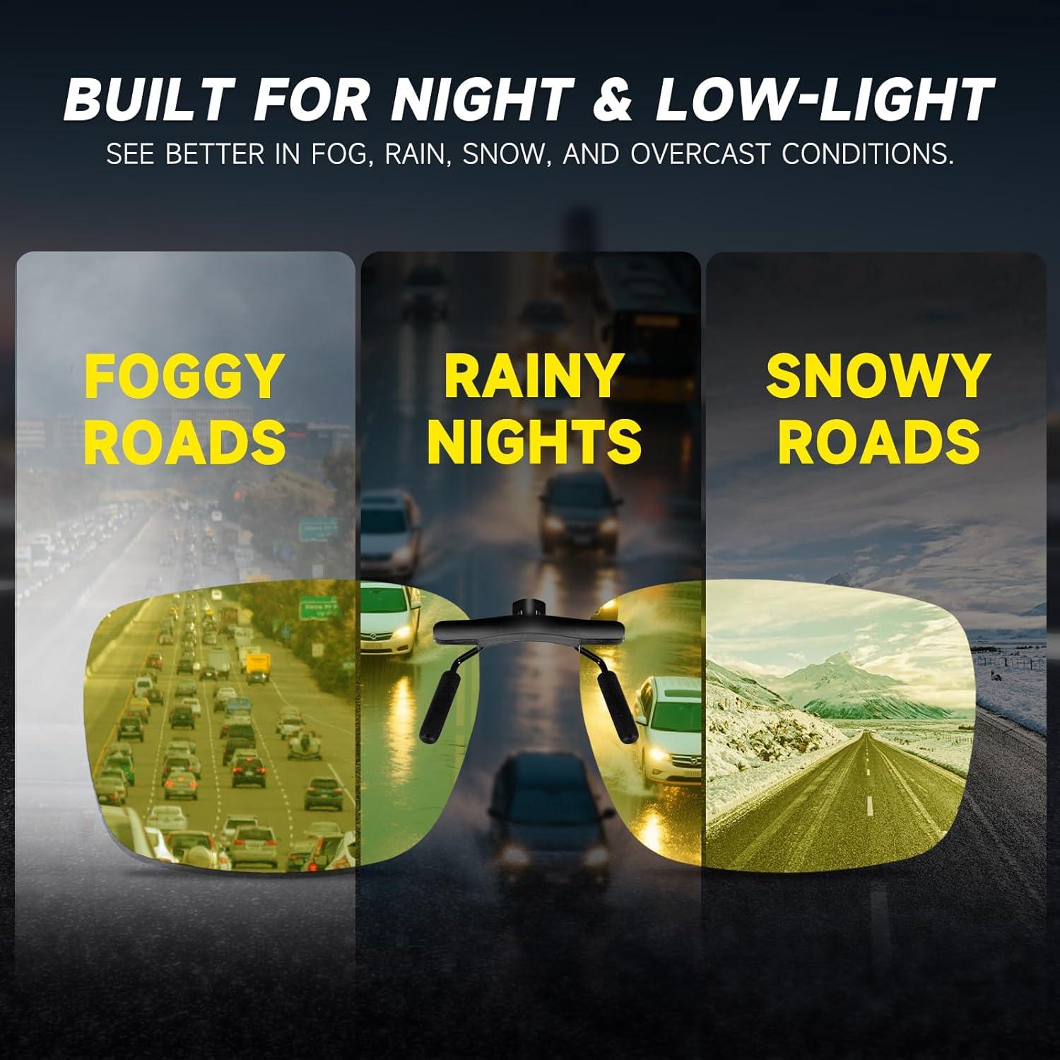 Gafas Clip-On Polarizadas de Conducción Nocturna UV400 - Each Cool