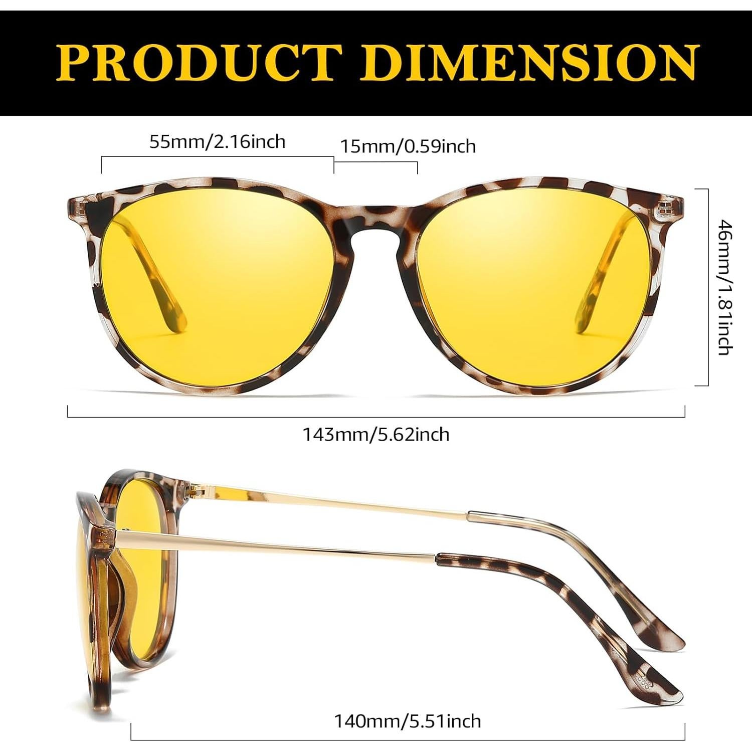 Gafas de Visión Nocturna TJUTR Polarizadas Amarillas 55mm