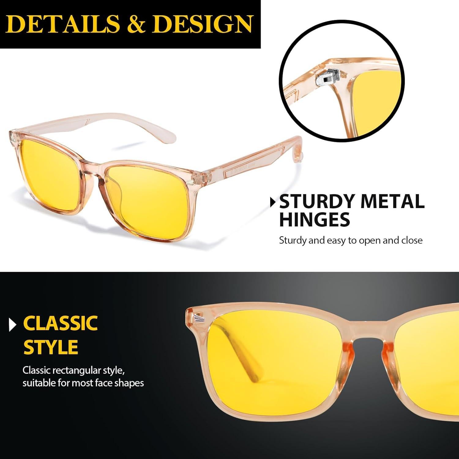 Gafas de Visión Nocturna TJUTR Polarizadas Amarillas Unisex