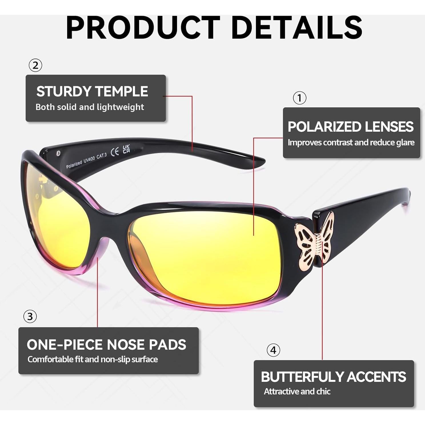 Gafas de Conducción Nocturna SIPHEW Mujeres Lentes Amarillos