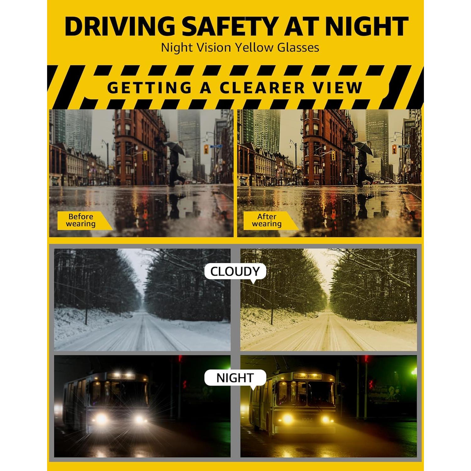 Gafas de Conducción Nocturna SIPHEW Amarillas Polarizadas
