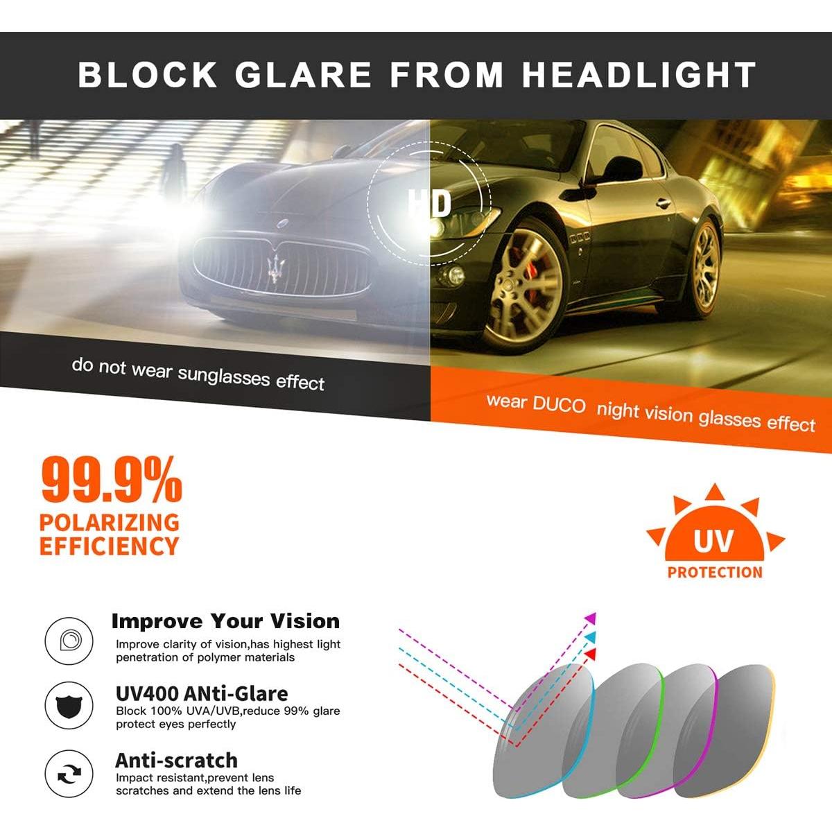Gafas de visión nocturna DUCO polarizadas amarillas para conducción