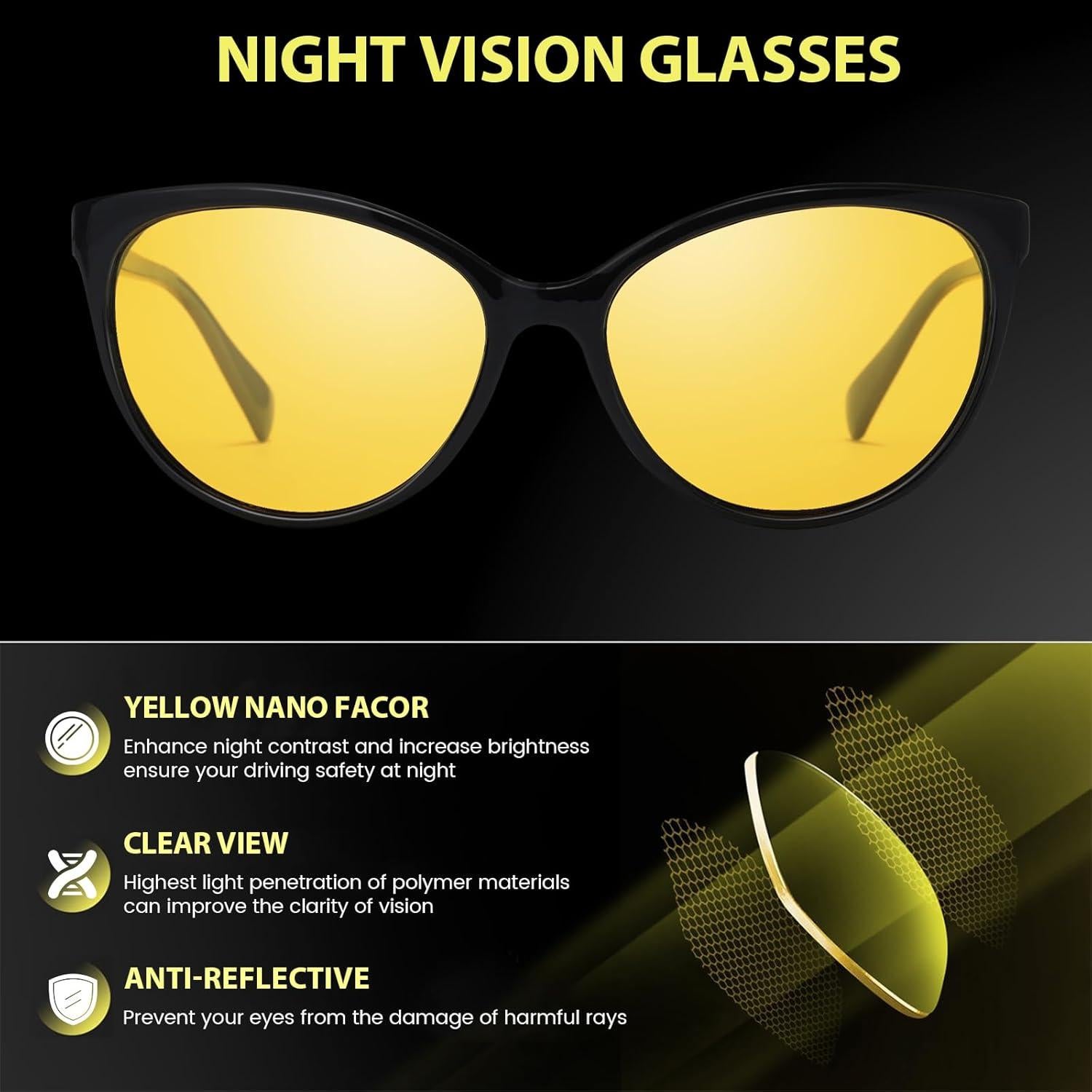 Gafas de Visión Nocturna TJUTR Polarizadas Amarillas