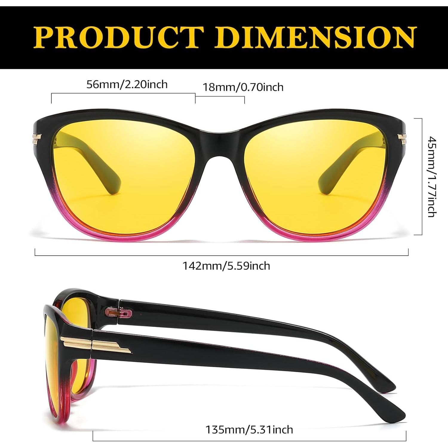 Gafas de Visión Nocturna TJUTR Polarizadas Amarillas para Conducir