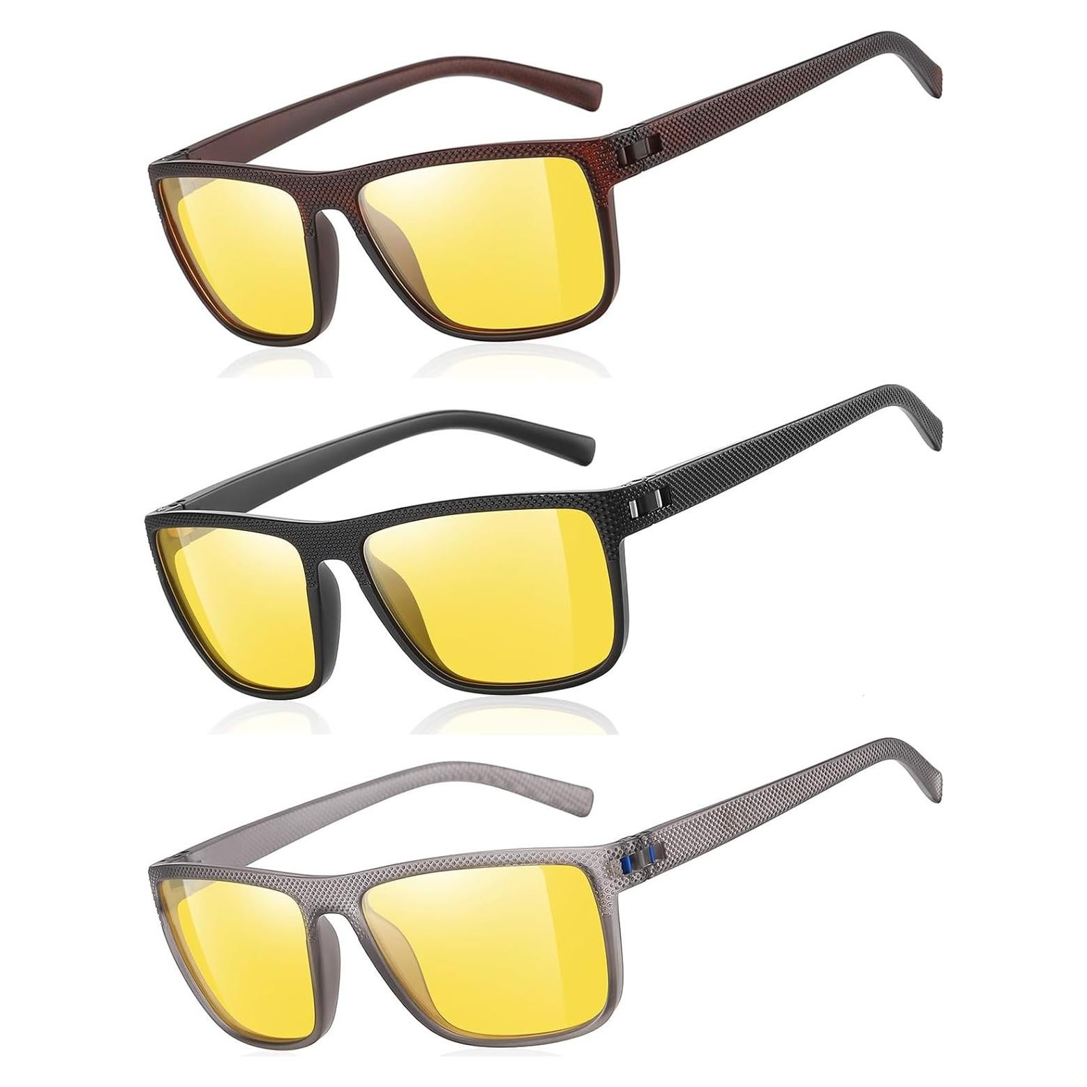 Gafas de Visión Nocturna WZERRY para Hombres - Lentes Amarillos Antirreflejo