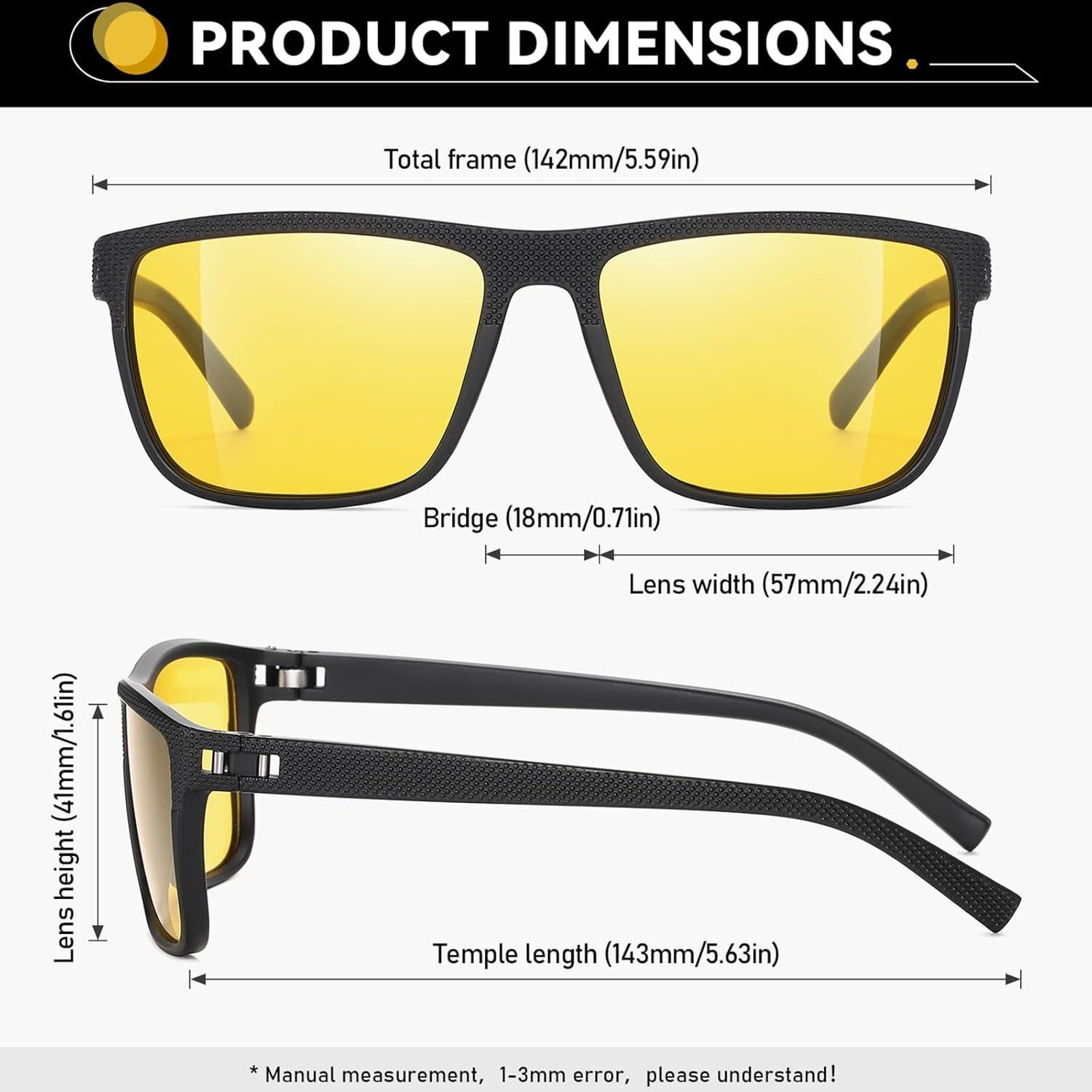 Gafas de Visión Nocturna WZERRY para Hombres - Lentes Amarillos Antirreflejo