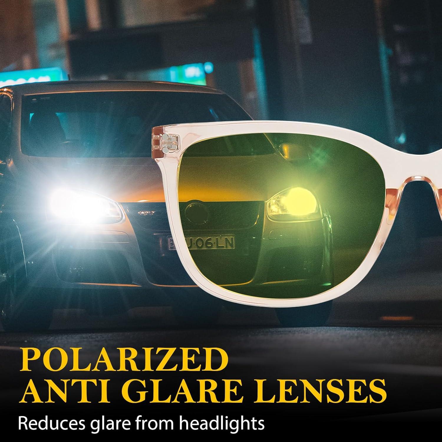 FIMILU 2 Pack Night Driving Vision Glasses for Women, Polarized Reduce Glare and Enhance Visual Abilities for Nighttime 22526