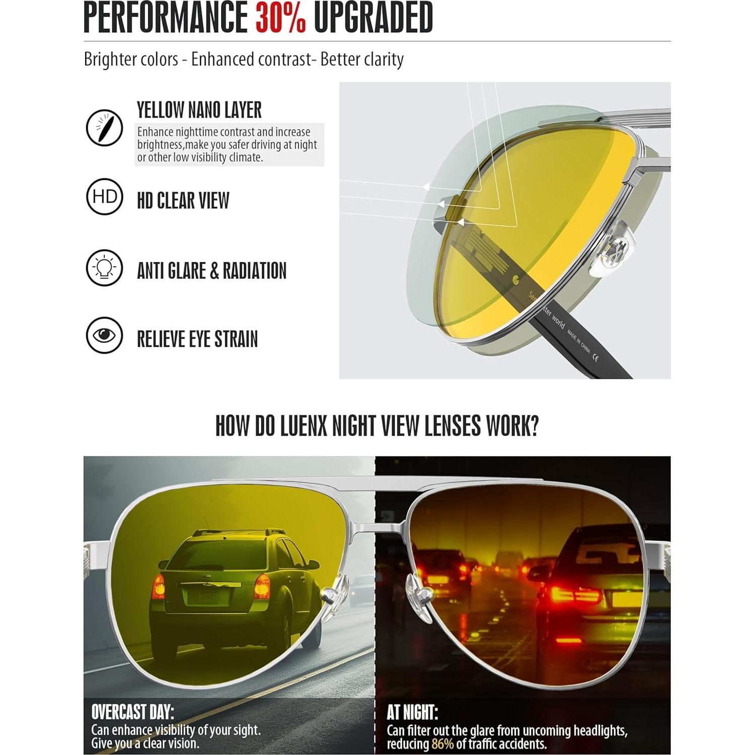Gafas de sol LUENX Aviador Polarizadas UV400 para Conducir