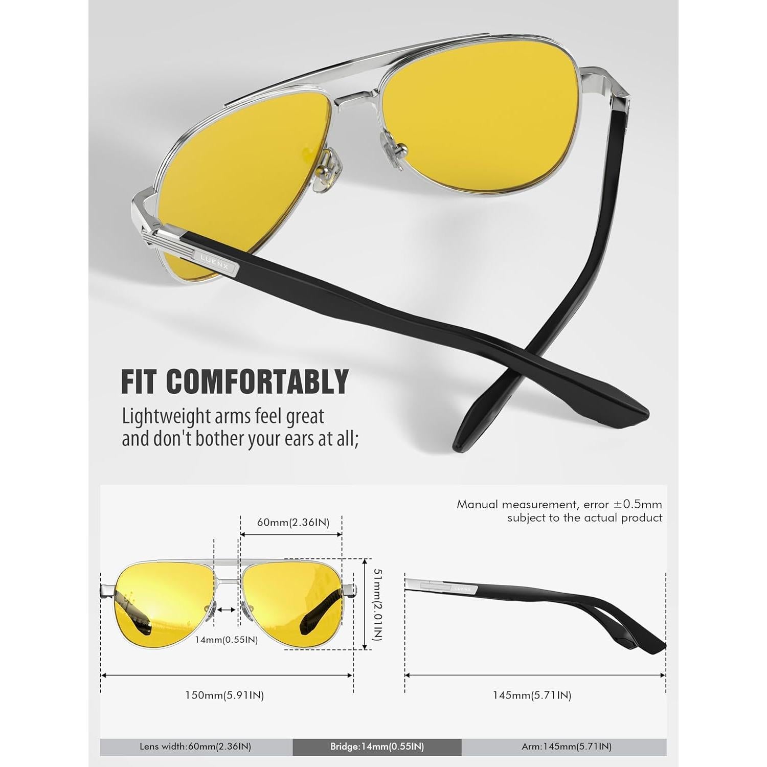 Gafas de sol LUENX Aviador Polarizadas UV400 para Conducir