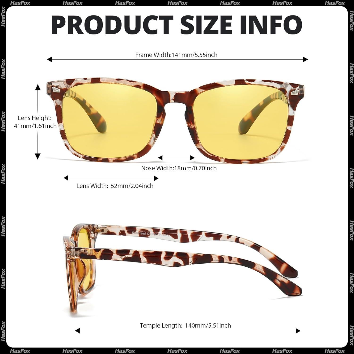 Gafas de Visión Nocturna HASFOX Amarillas Polarizadas UV 52mm