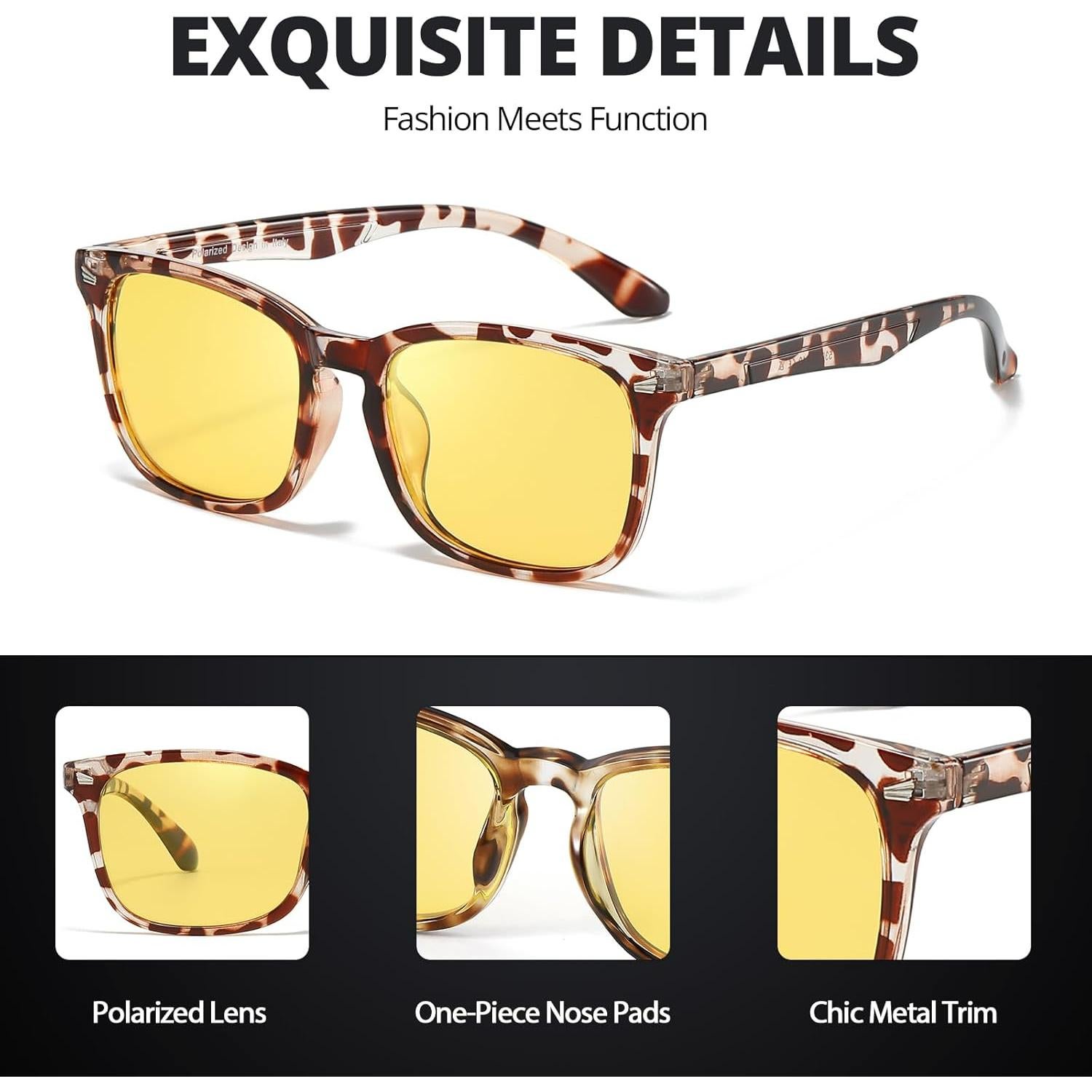 Gafas de Visión Nocturna HASFOX Amarillas Polarizadas UV 52mm