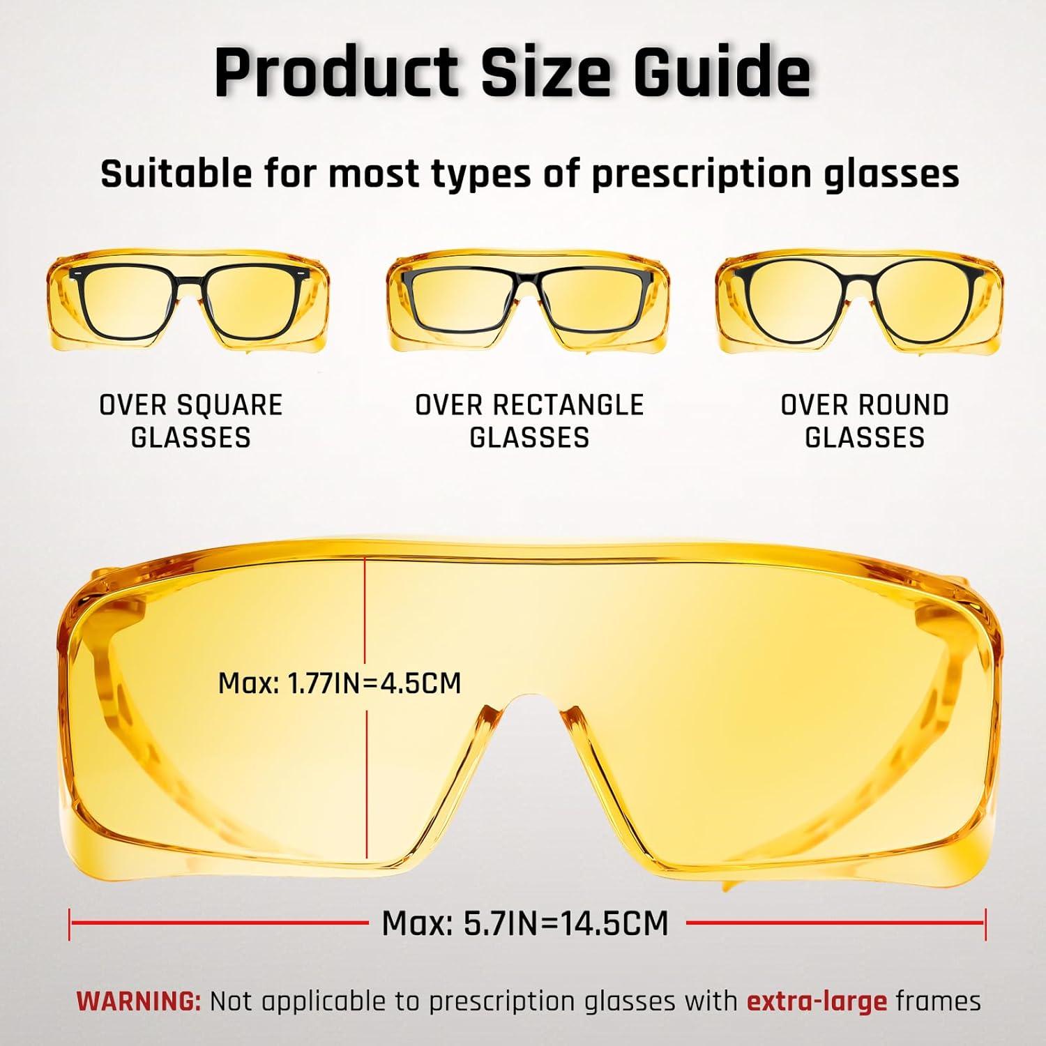 Gafas de Seguridad Antivaho ANSI Z87.1 OTG Ligeras Amarillas