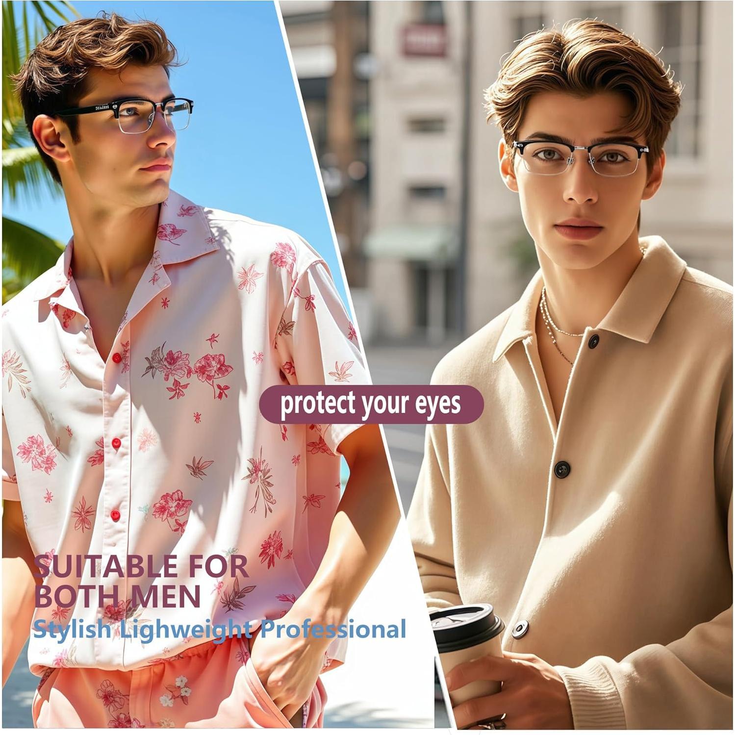 Gafas bloqueadoras de luz azul TR90 y metal para hombres